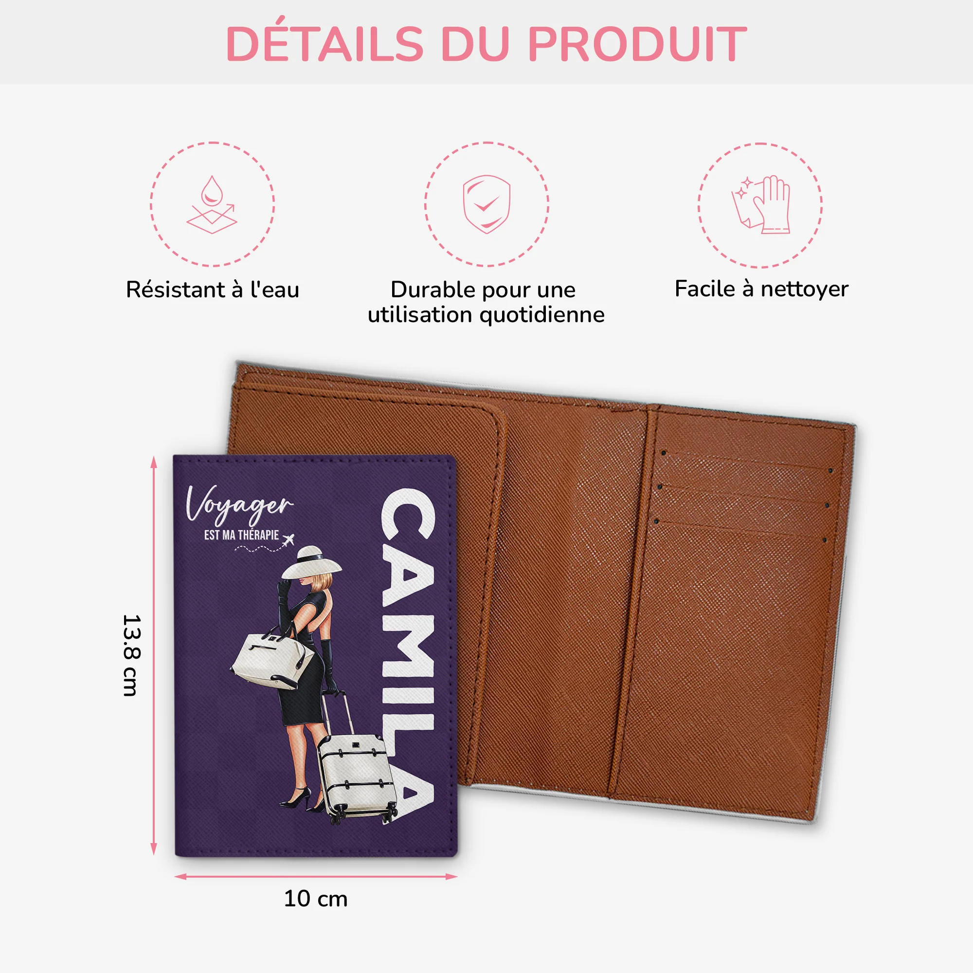 Porte Passeport Personnalisé Femme - Collectionner Les Moments - Image 3