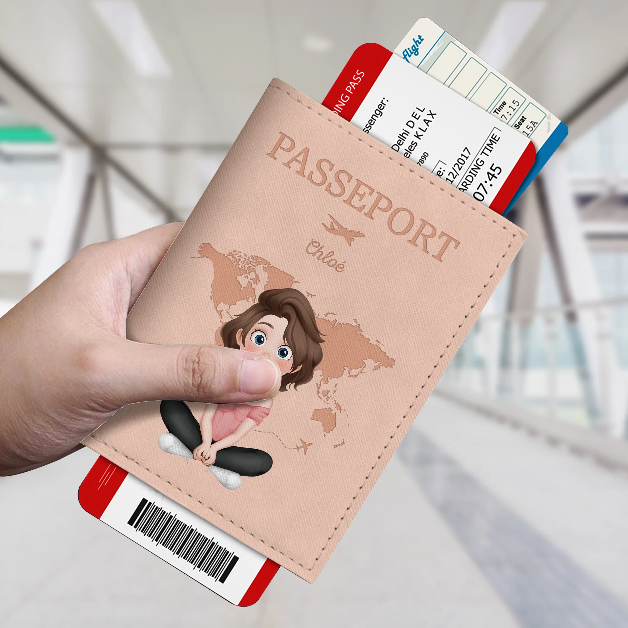 Porte Passeport Personnalisé Femme - Design Cartoon Version Carte - Image 2
