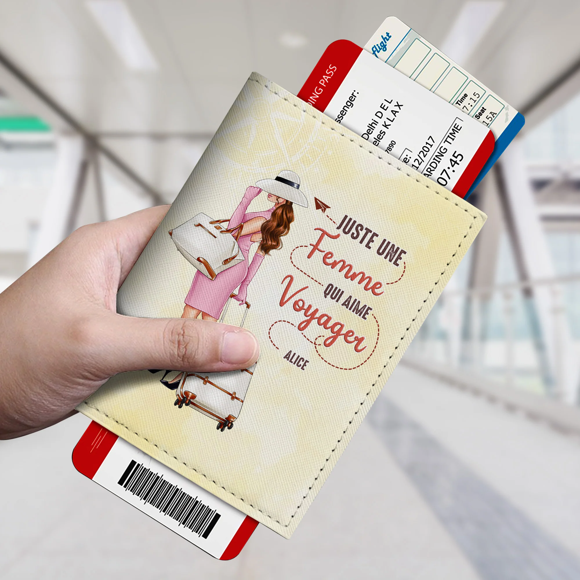 Porte Passeport Personnalisé Femme - Amoureuse Du Voyage - Image 2