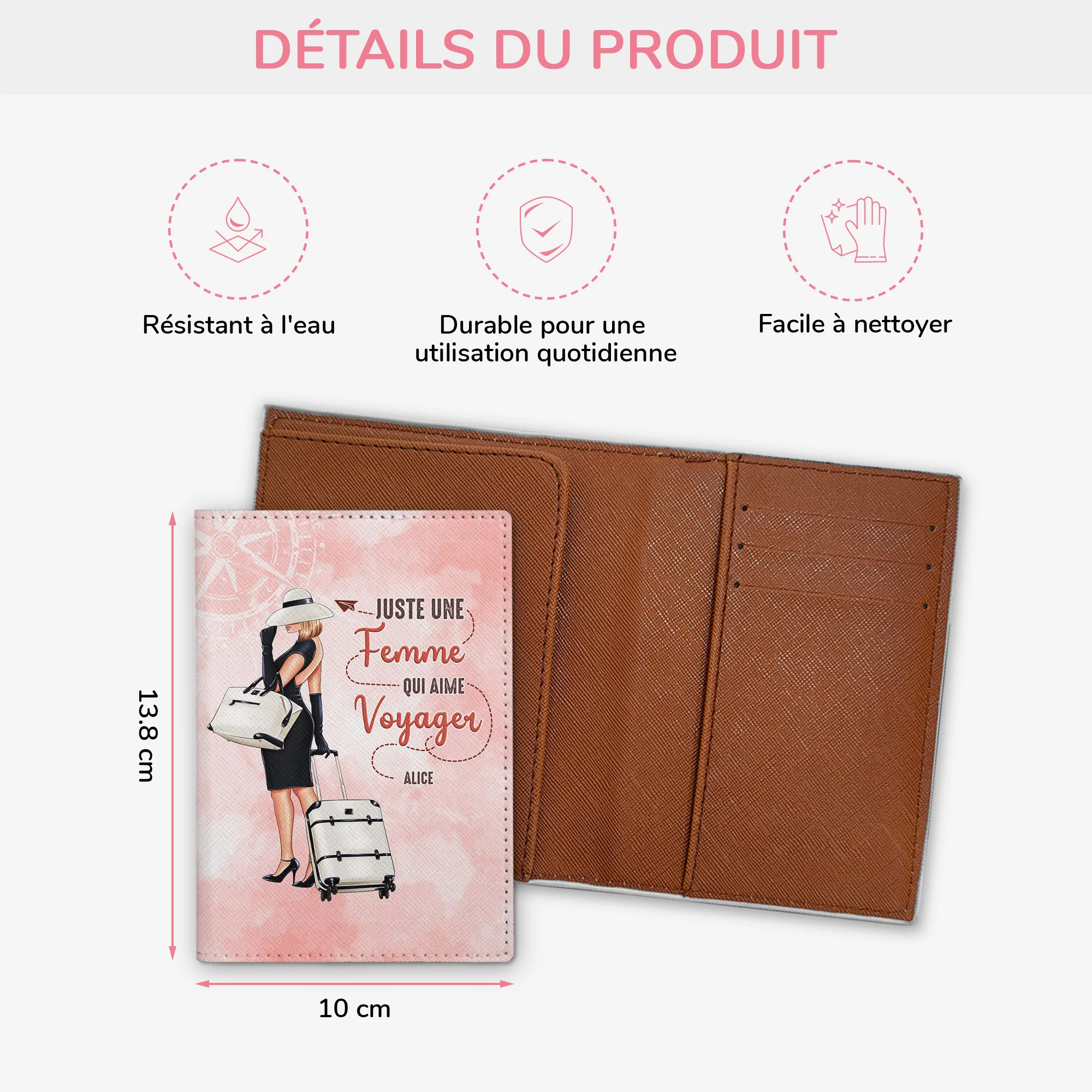 Porte Passeport Personnalisé Femme - Amoureuse Du Voyage - Image 3