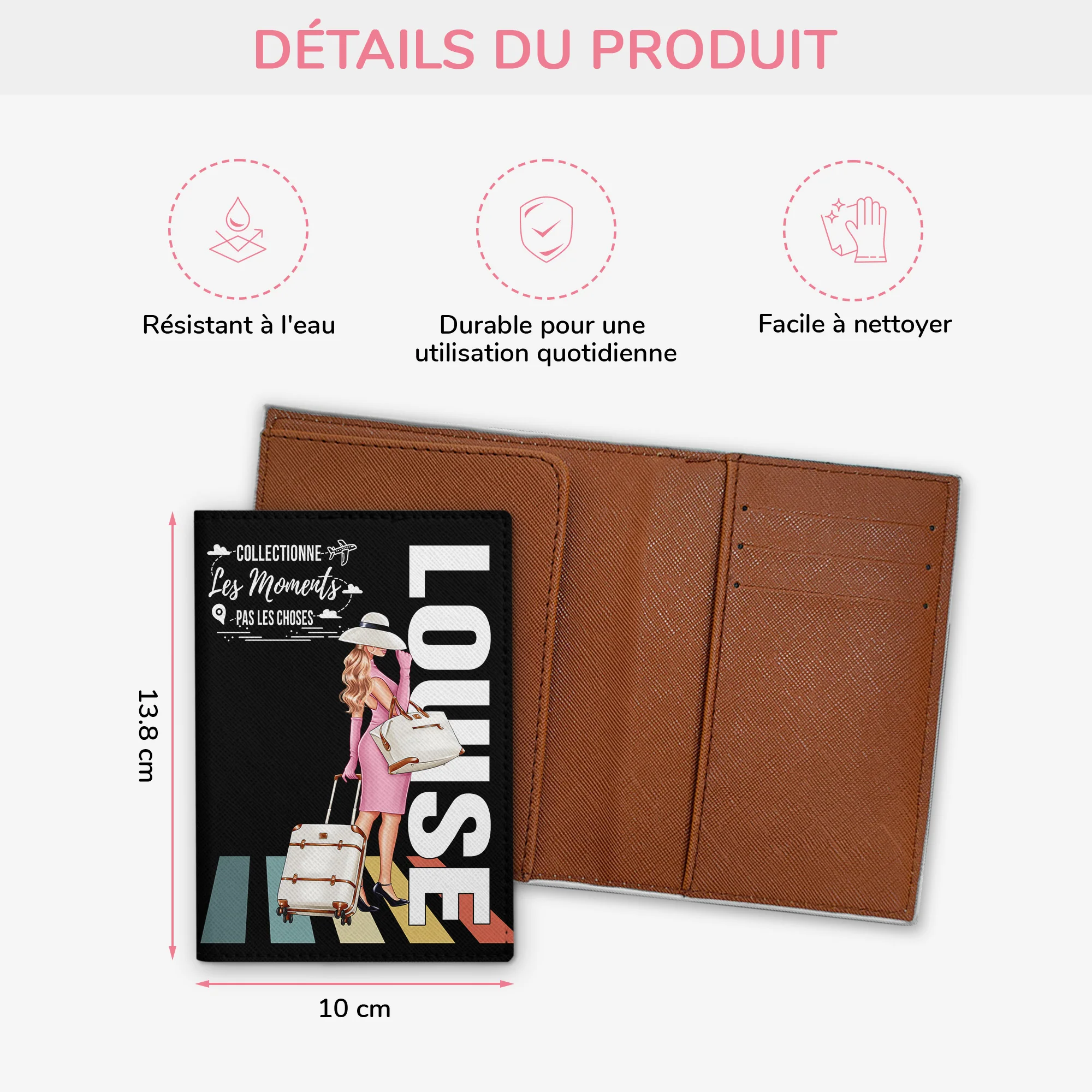 Porte Passeport Personnalisé Femme - Voyageuse Charmante - Image 3