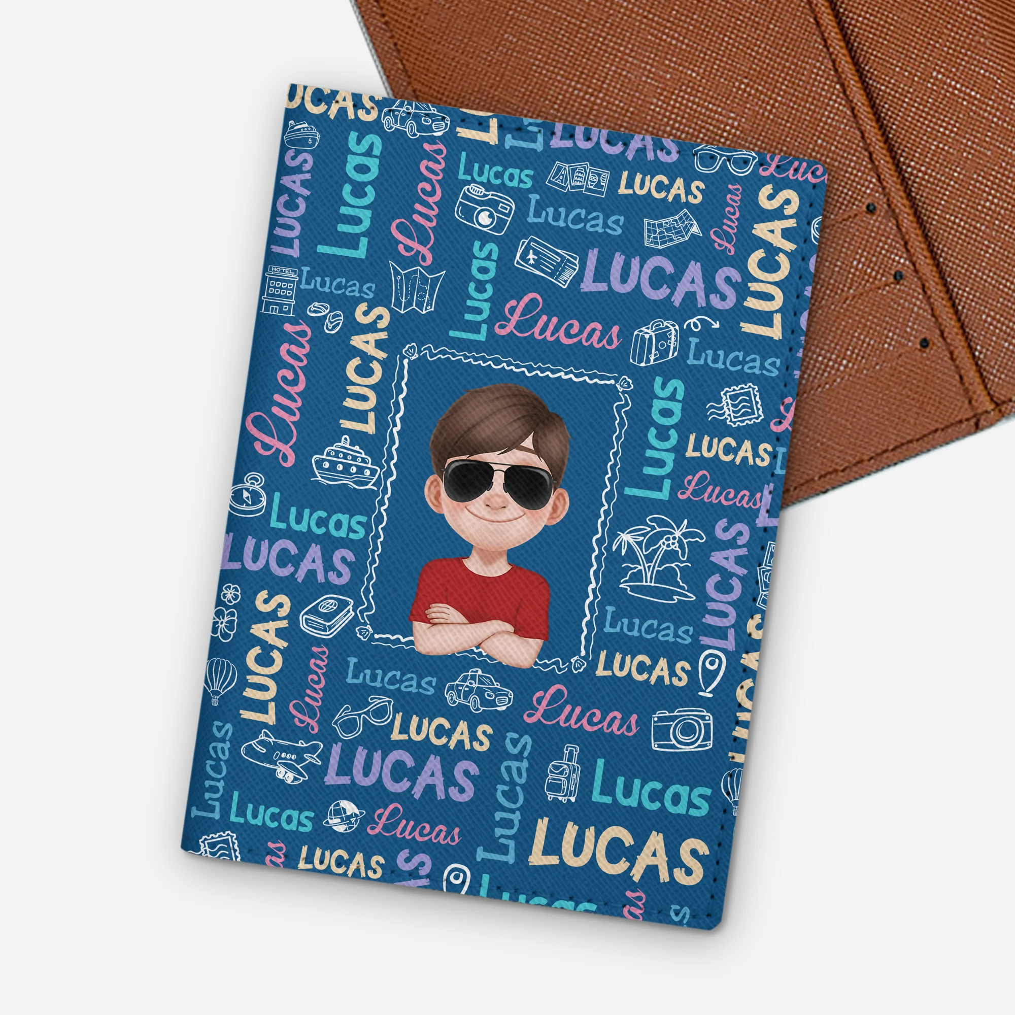 Porte Passeport Personnalisé Homme Avec Nom - Design Cartoon