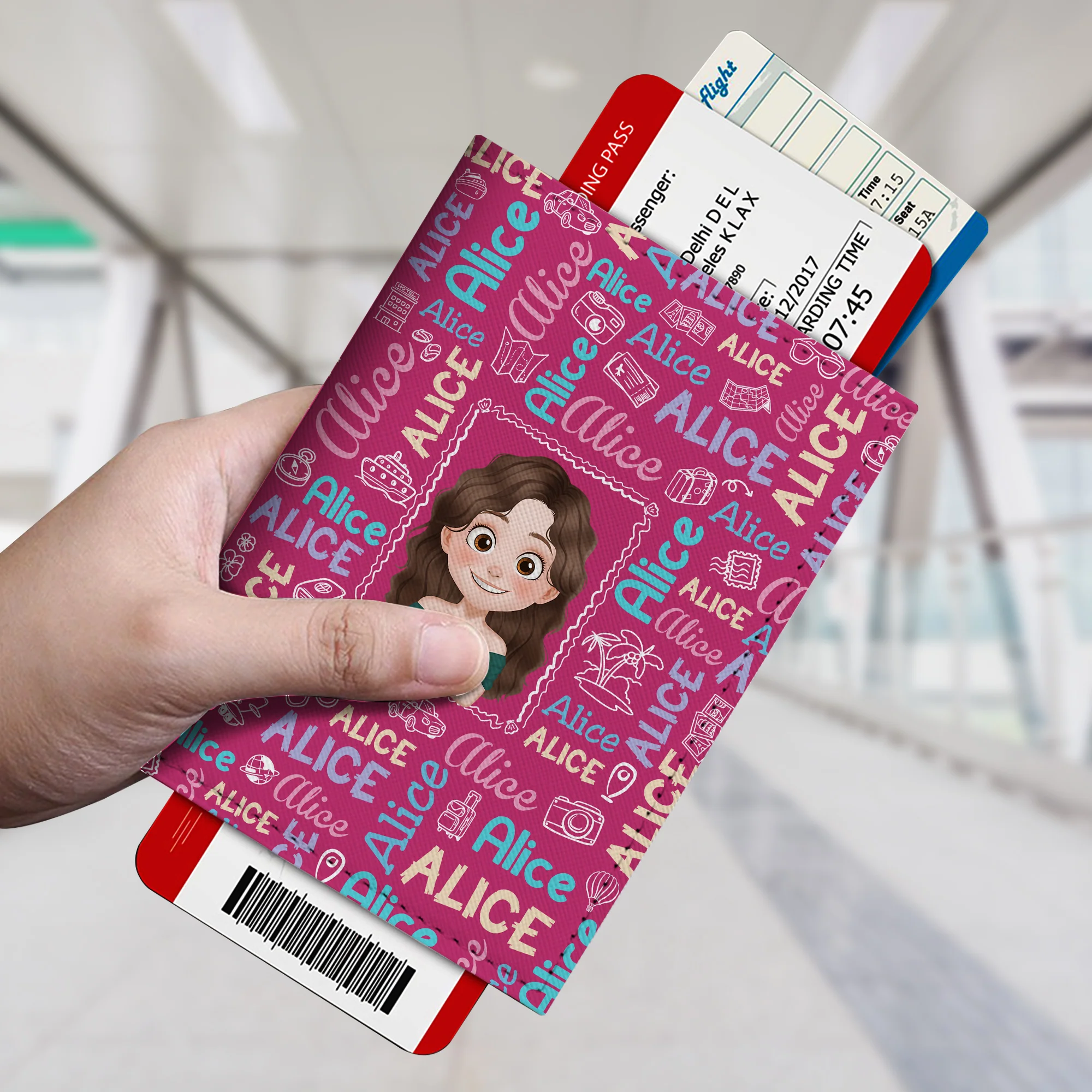 Porte Passeport Personnalisé Homme Avec Nom - Design Cartoon - Image 2