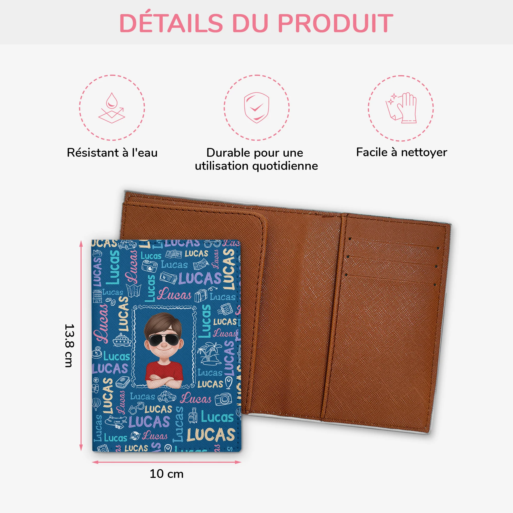 Porte Passeport Personnalisé Homme Avec Nom - Design Cartoon - Image 3