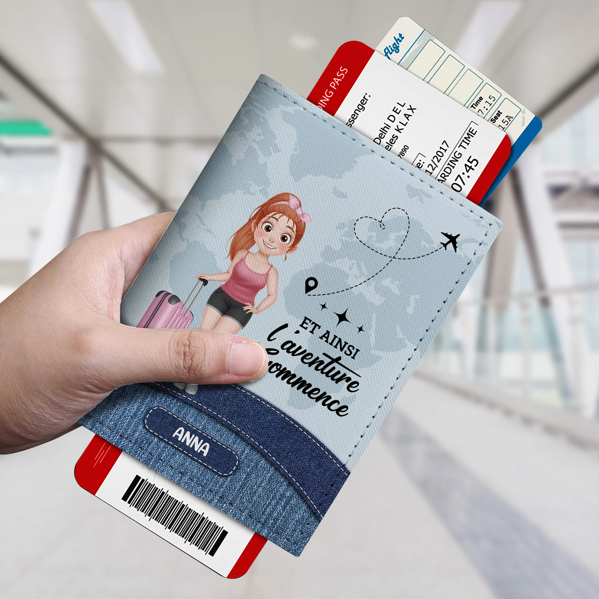 Porte Passeport Personnalisé Homme - Et Ainsi L'Aventure Commence - Image 2