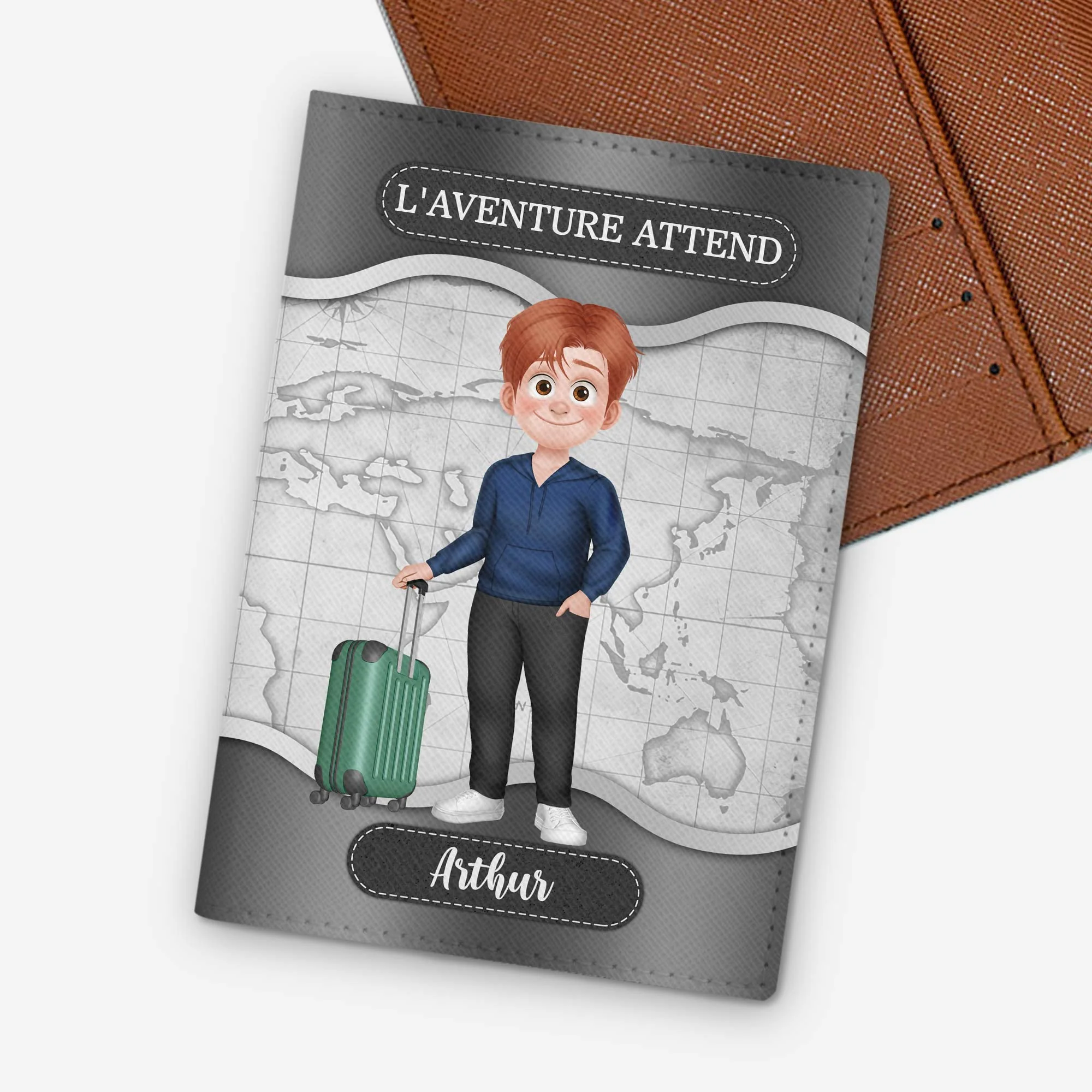 Porte Passeport Personnalisé Homme - L’Aventure Vous Attend