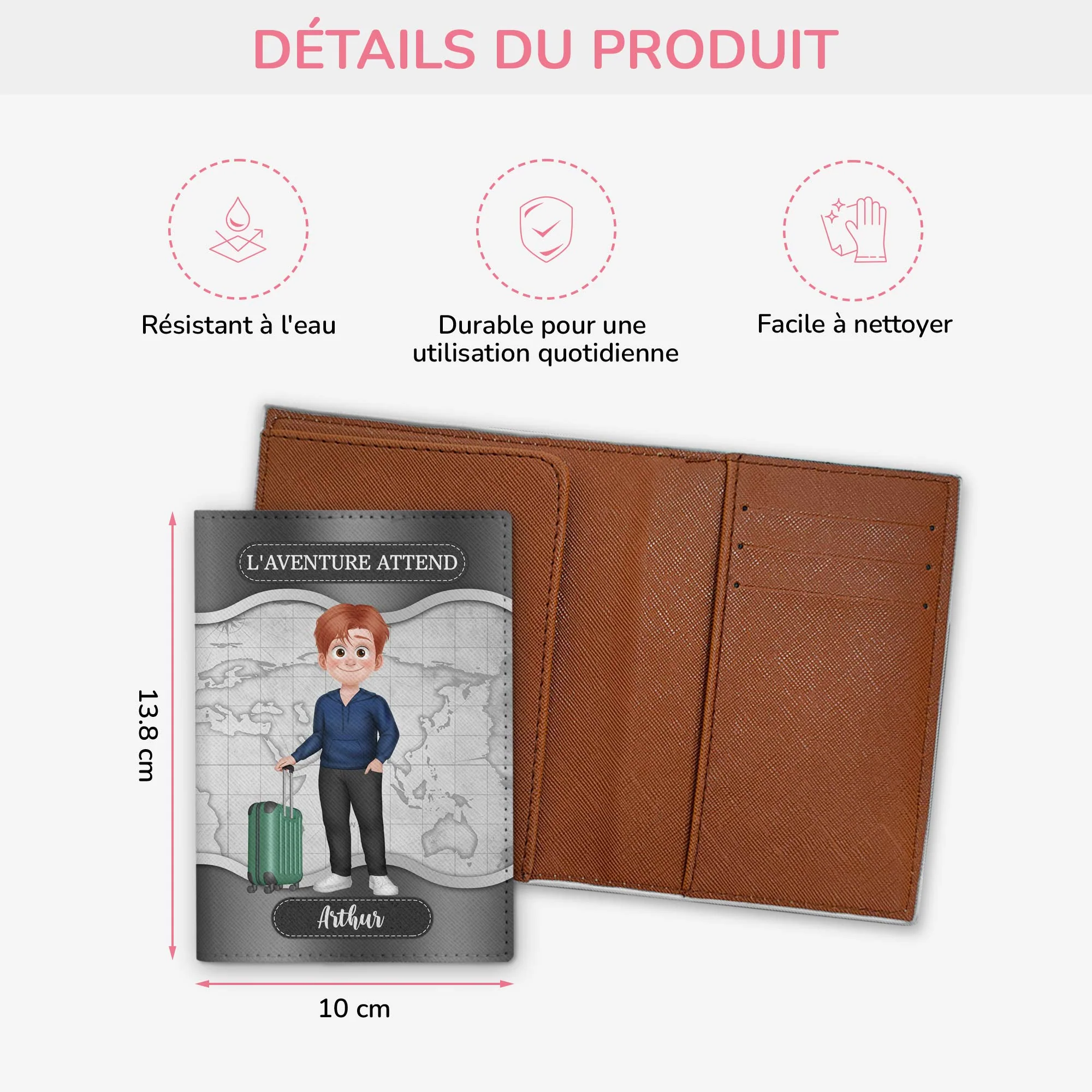 Porte Passeport Personnalisé Homme - L’Aventure Vous Attend - Image 3