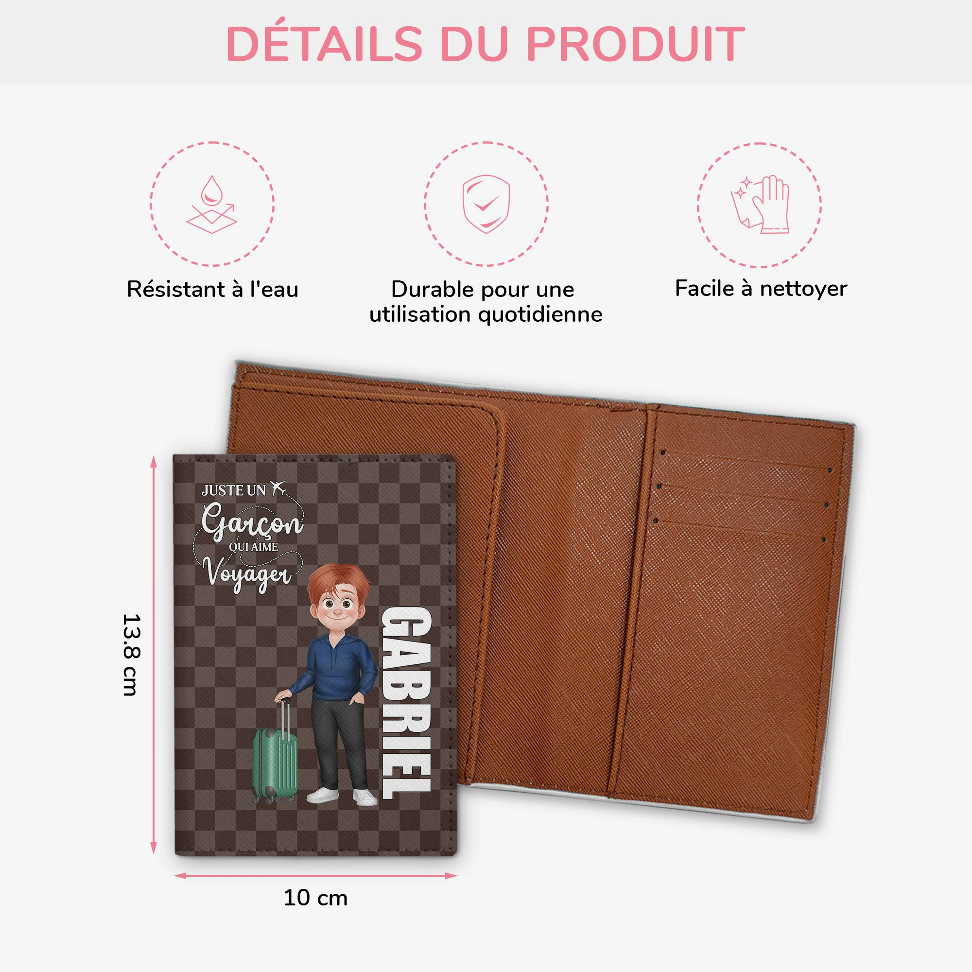 Porte Passeport Personnalisé Homme - Un Garçon Qui Aime Voyager - Image 3
