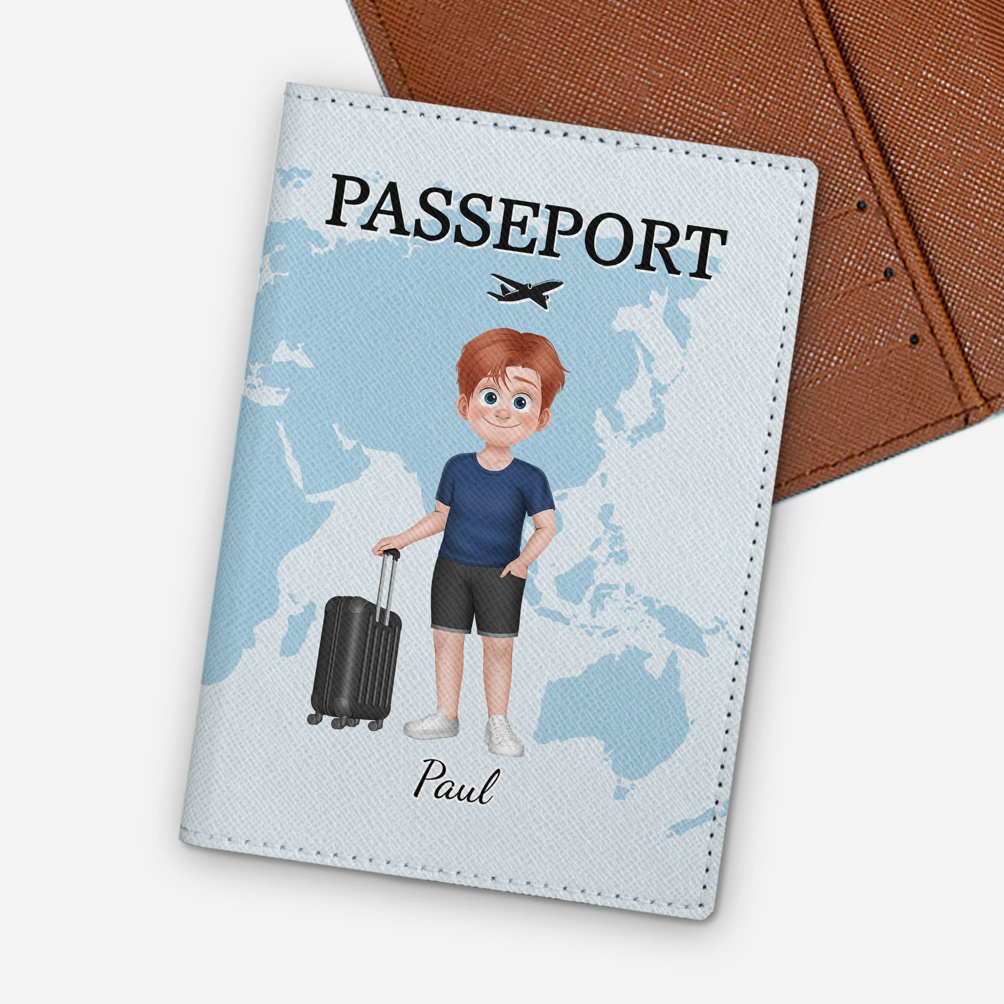 Porte Passeport Personnalisé Homme - Version Cartoon