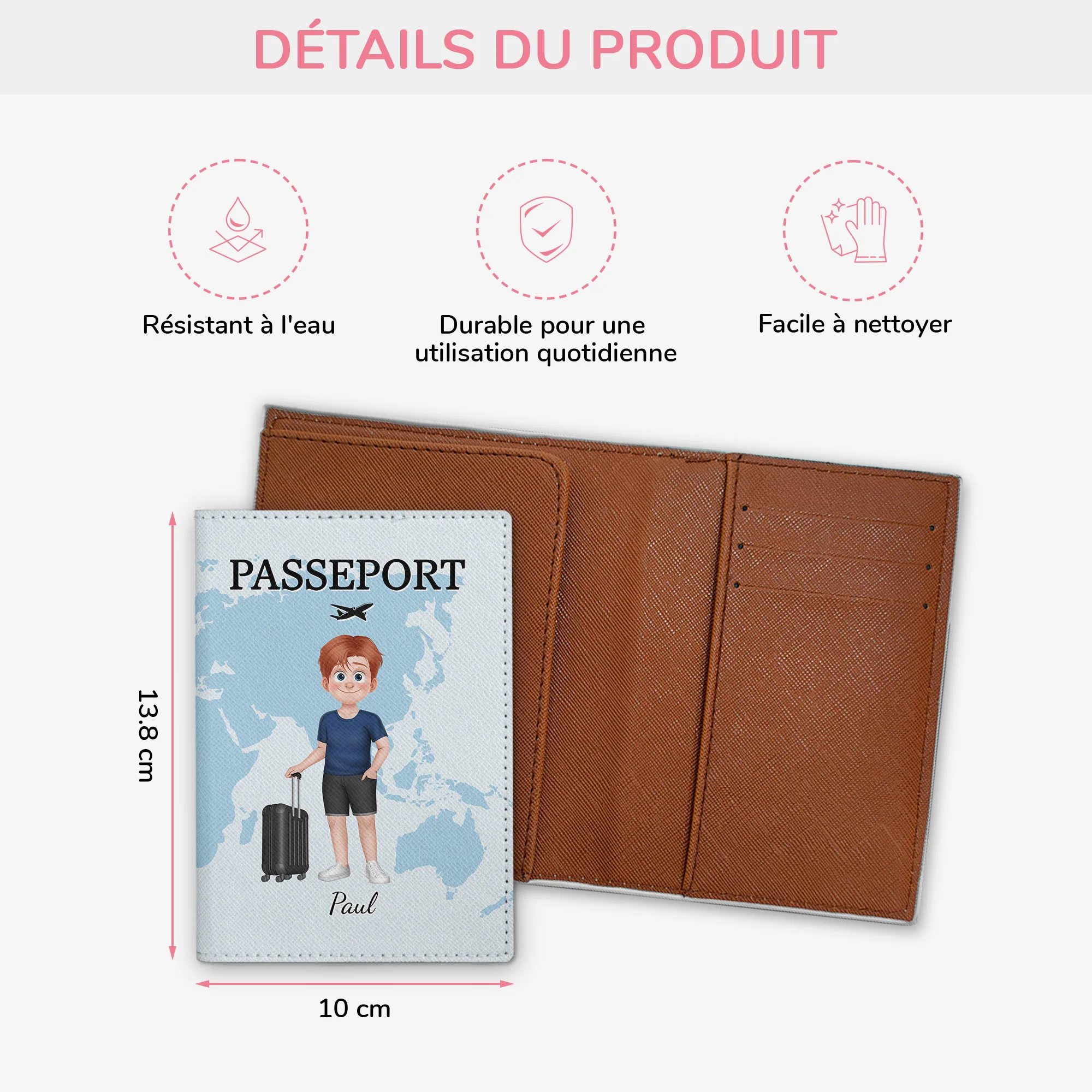 Porte Passeport Personnalisé Homme - Version Cartoon - Image 3
