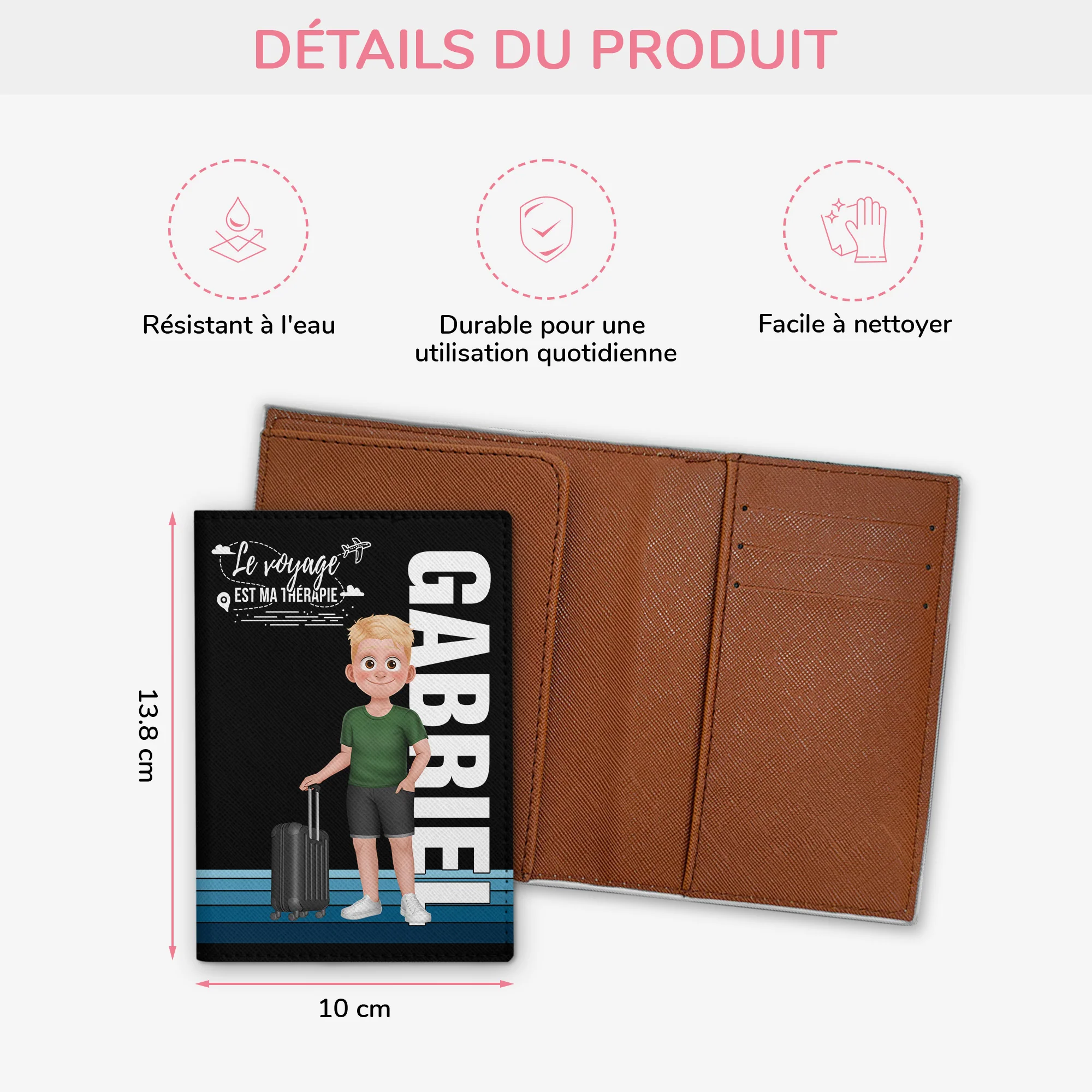 Porte Passeport Personnalisé - Le Voyage Est Ma Thérapie Version Homme - Image 3
