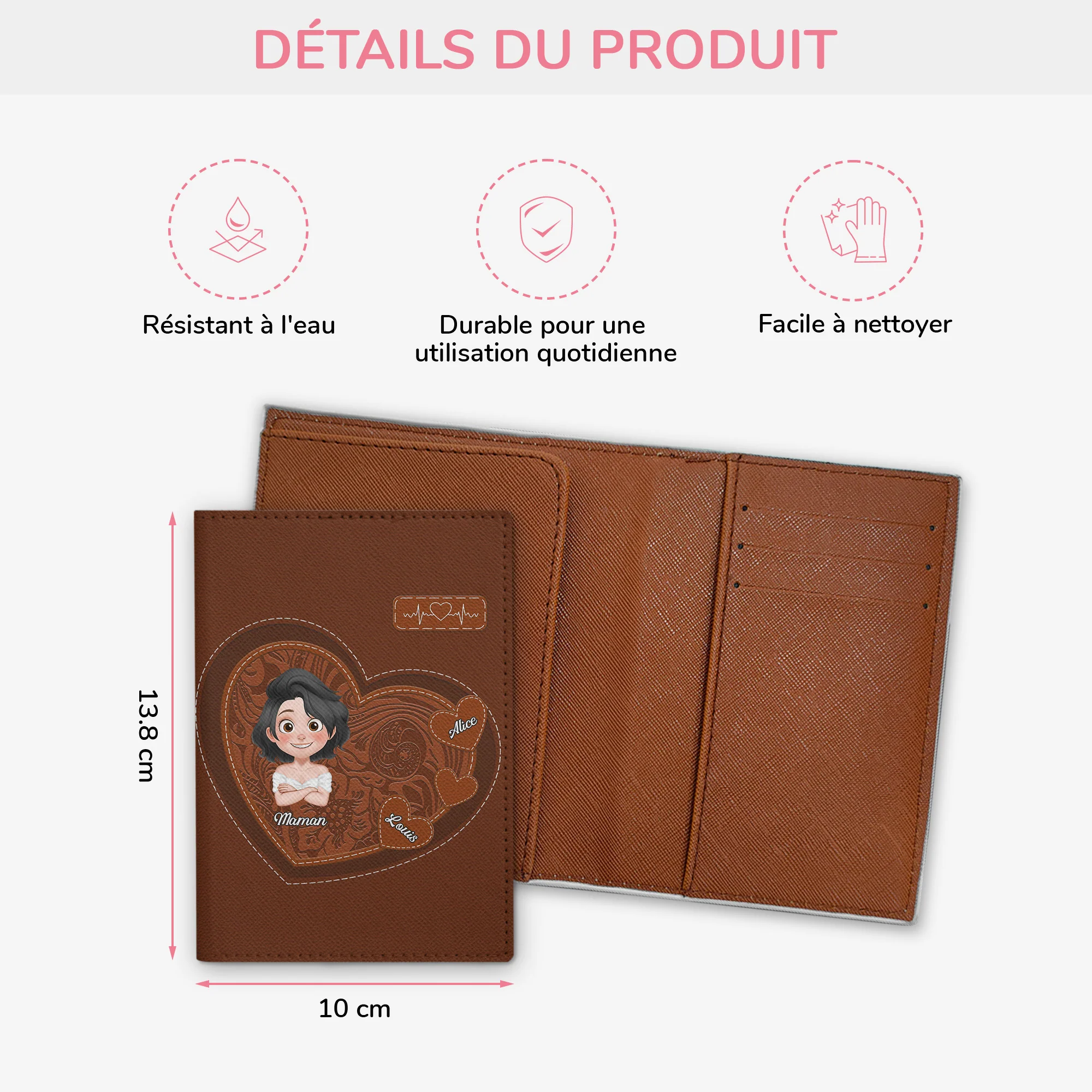 Passeport Personnalisé - Portrait Maman Avec Cœur - Design Cartoon - Image 3
