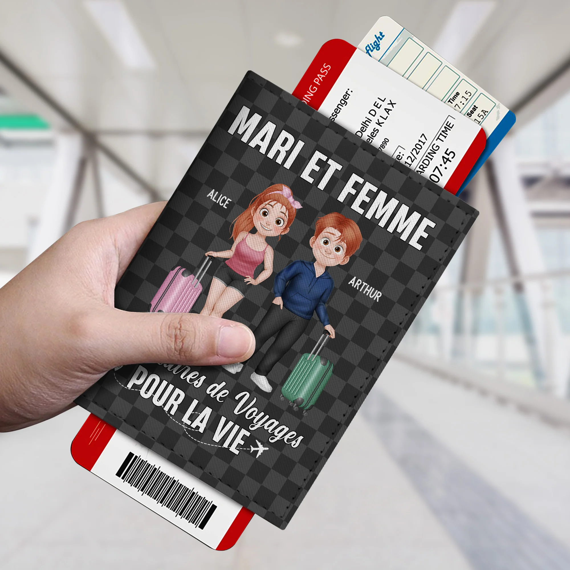 Porte Passeport Personnalisé Pour Couple - Partenaires De Voyages - Image 2