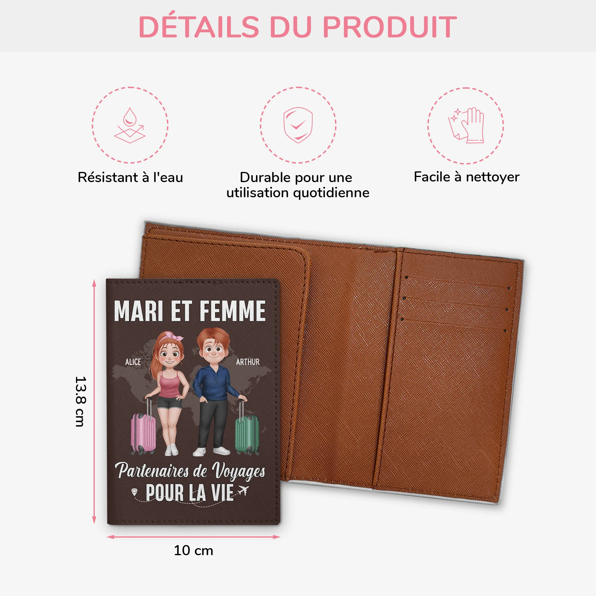 Porte Passeport Personnalisé Pour Couple - Partenaires De Voyages - Image 3