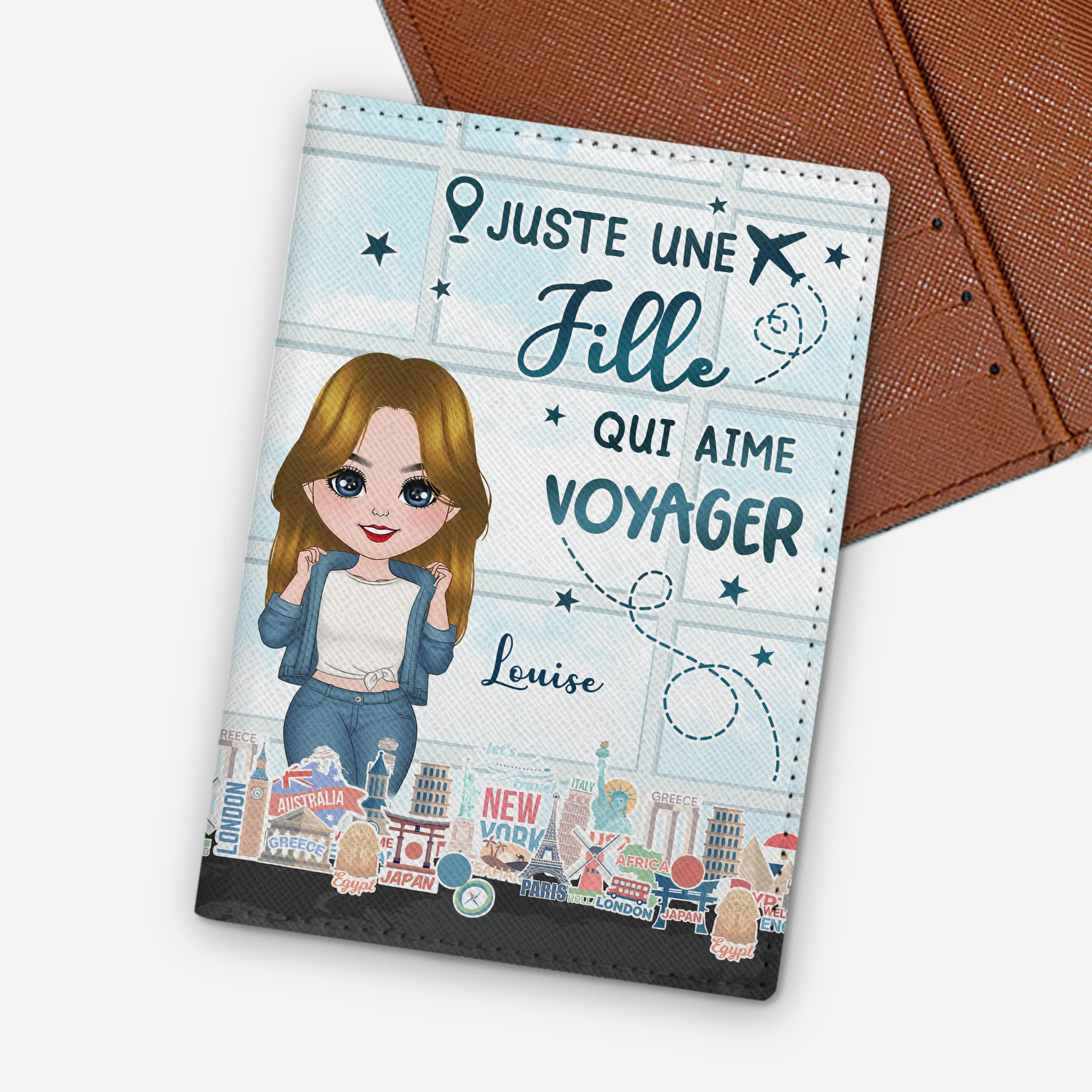 Porte Passeport Personnalisé Pour Femme - Juste Une Fille Qui Aime Voyager
