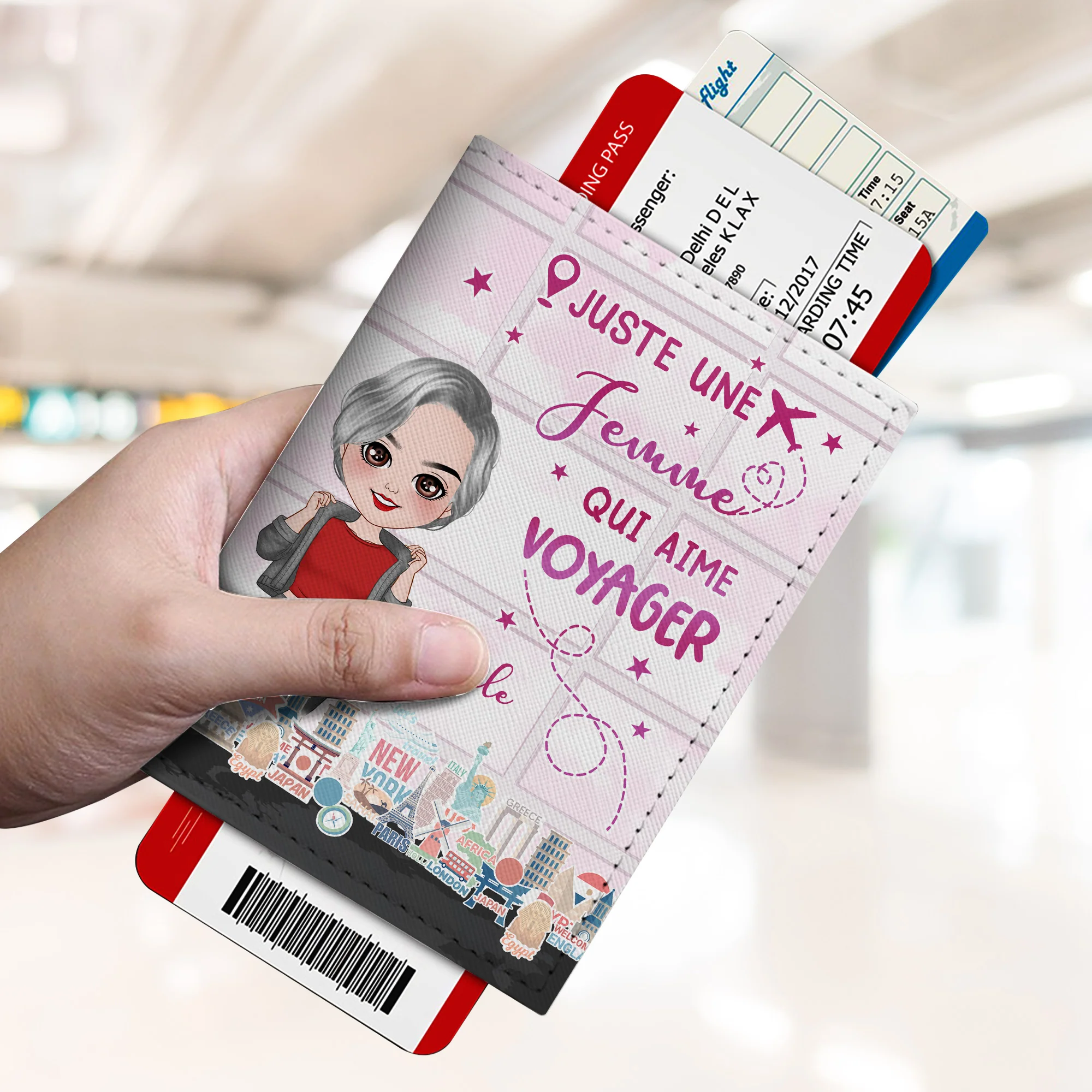 Porte Passeport Personnalisé Pour Femme - Juste Une Fille Qui Aime Voyager - Image 2