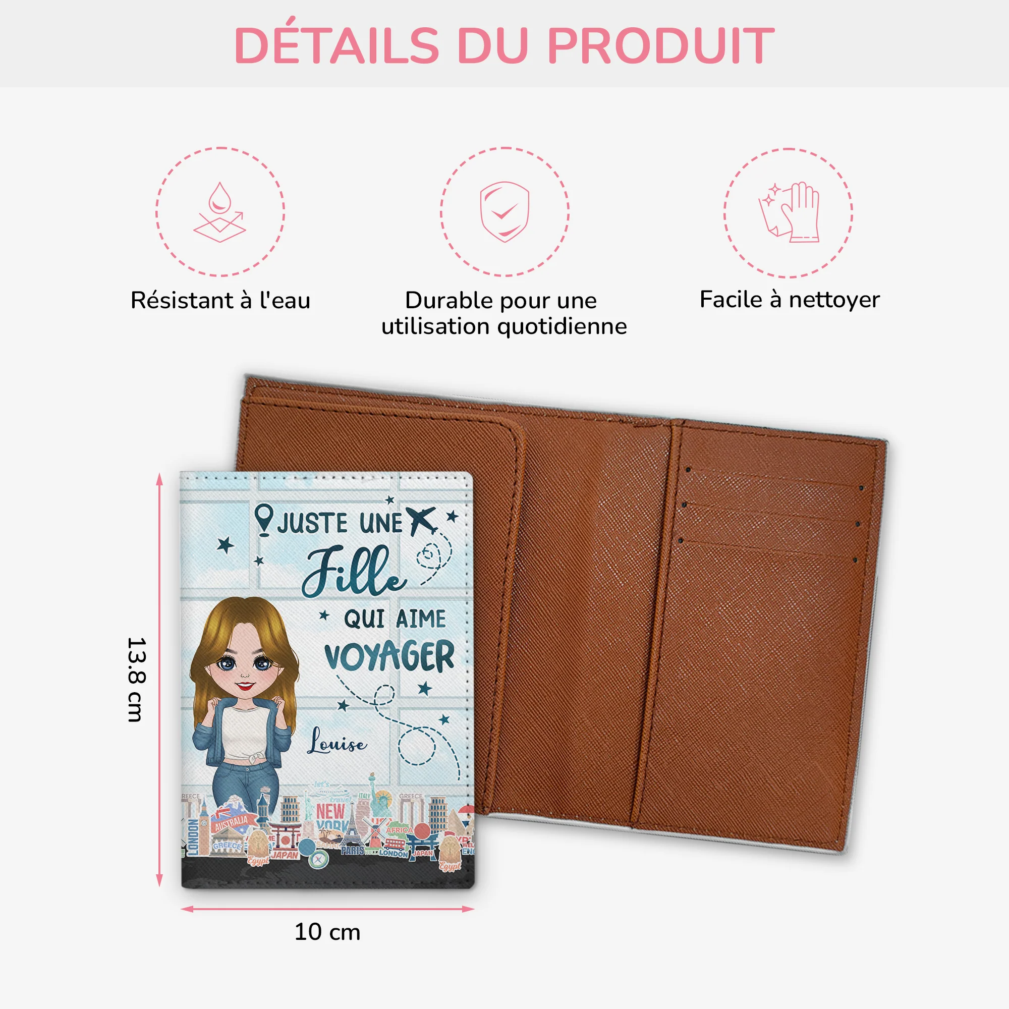 Porte Passeport Personnalisé Pour Femme - Juste Une Fille Qui Aime Voyager - Image 3