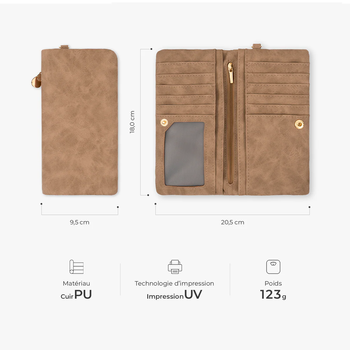 Portefeuille Cuir Personnalisé Avec Dragonne - Cadeau Pour Femme Avec Fleur De Naissance - Image 3