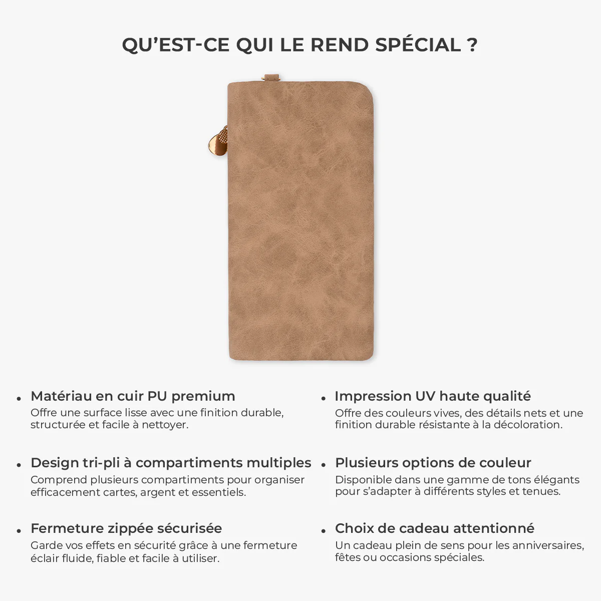 Portefeuille Cuir Personnalisé Avec Dragonne - Cadeau Pour Femme Avec Fleur De Naissance - Image 7