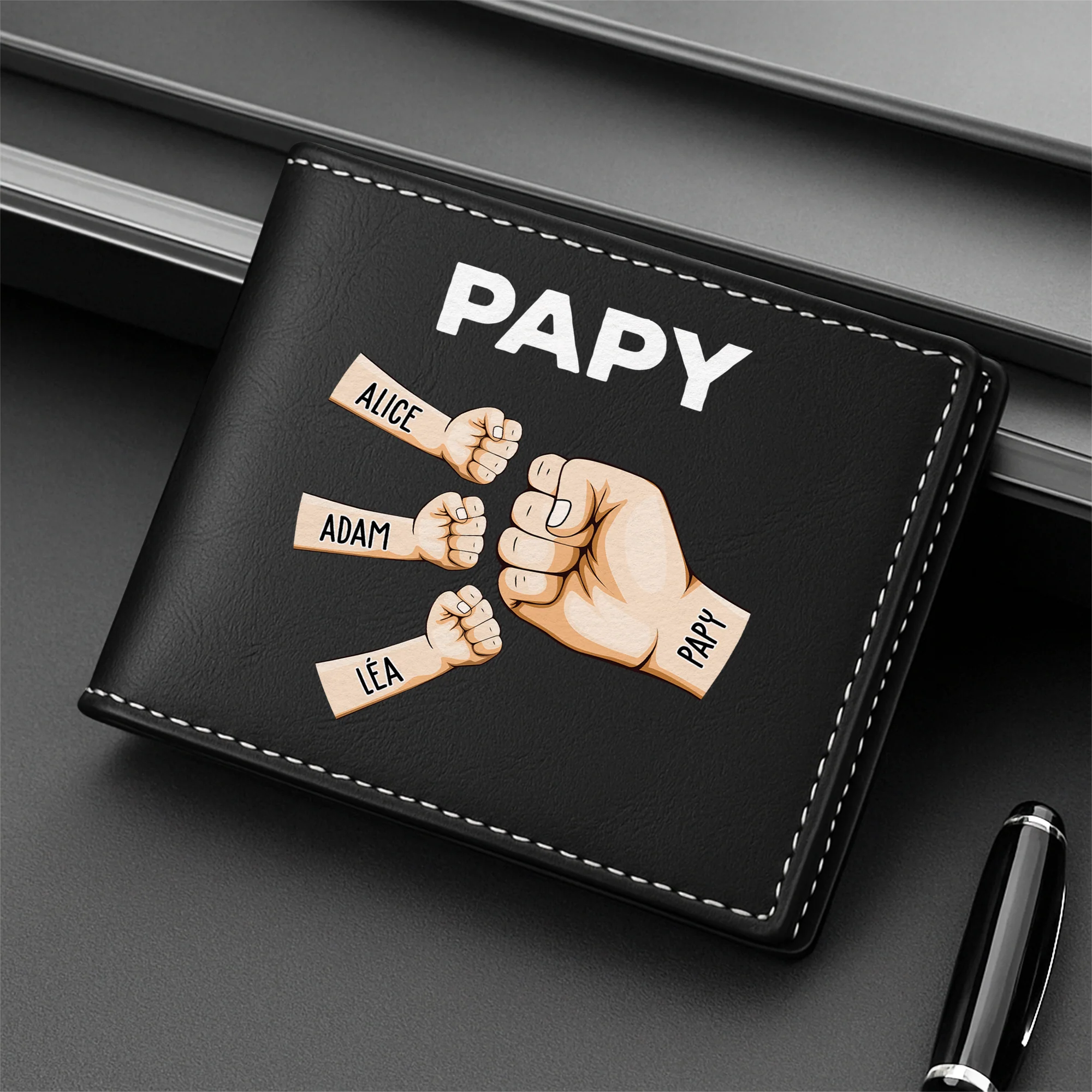 Portefeuille Cuir Personnalisé - Bosses De Poing De Papa - Image 2