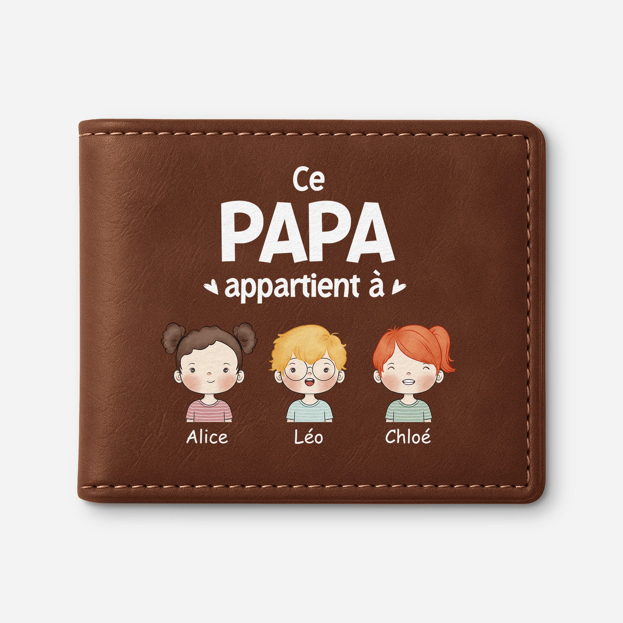 Portefeuille Cuir Personnalisé - Ce Papa Génial Appartient À