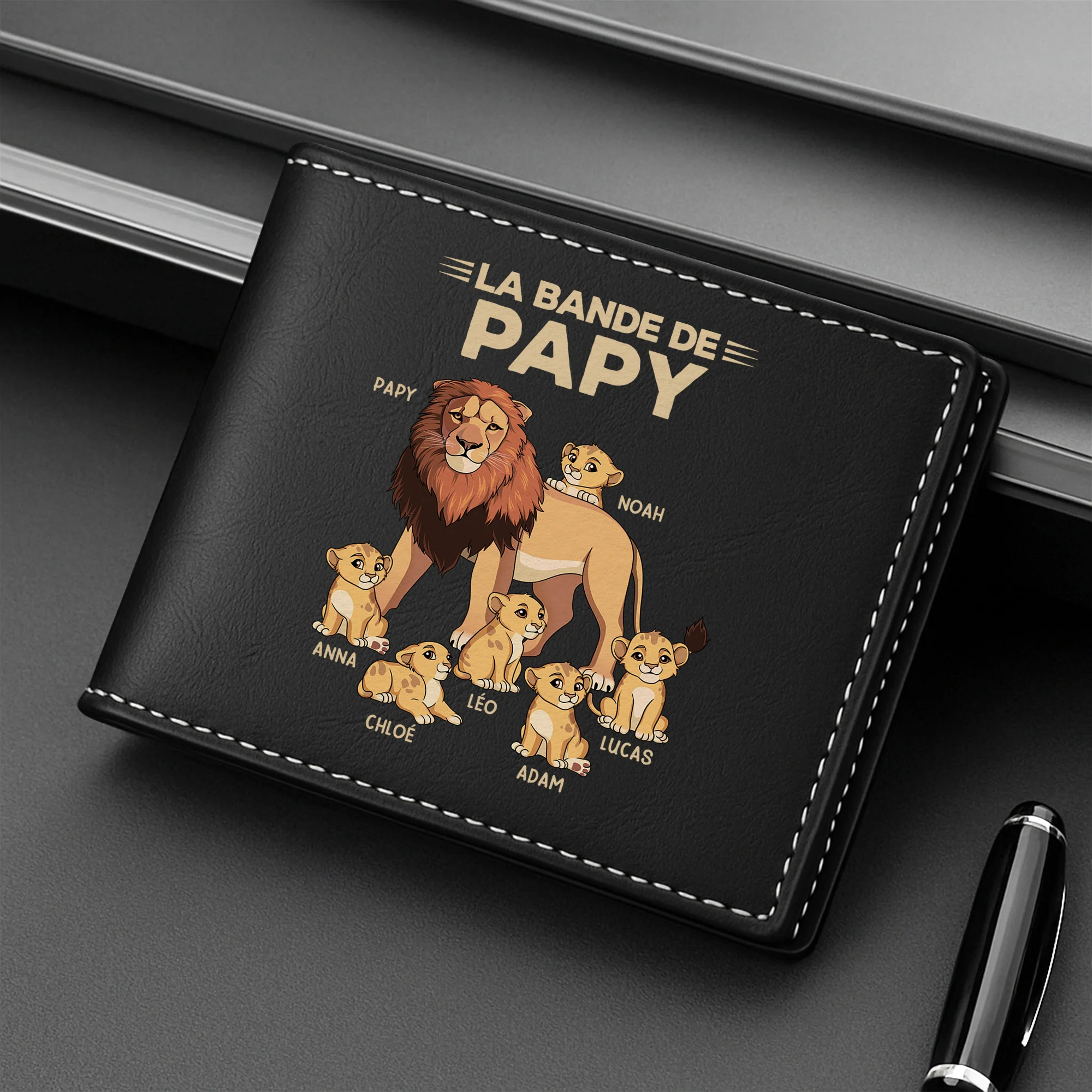 Portefeuille Cuir Personnalisé Homme - La Bande À Papa Lion - Image 2