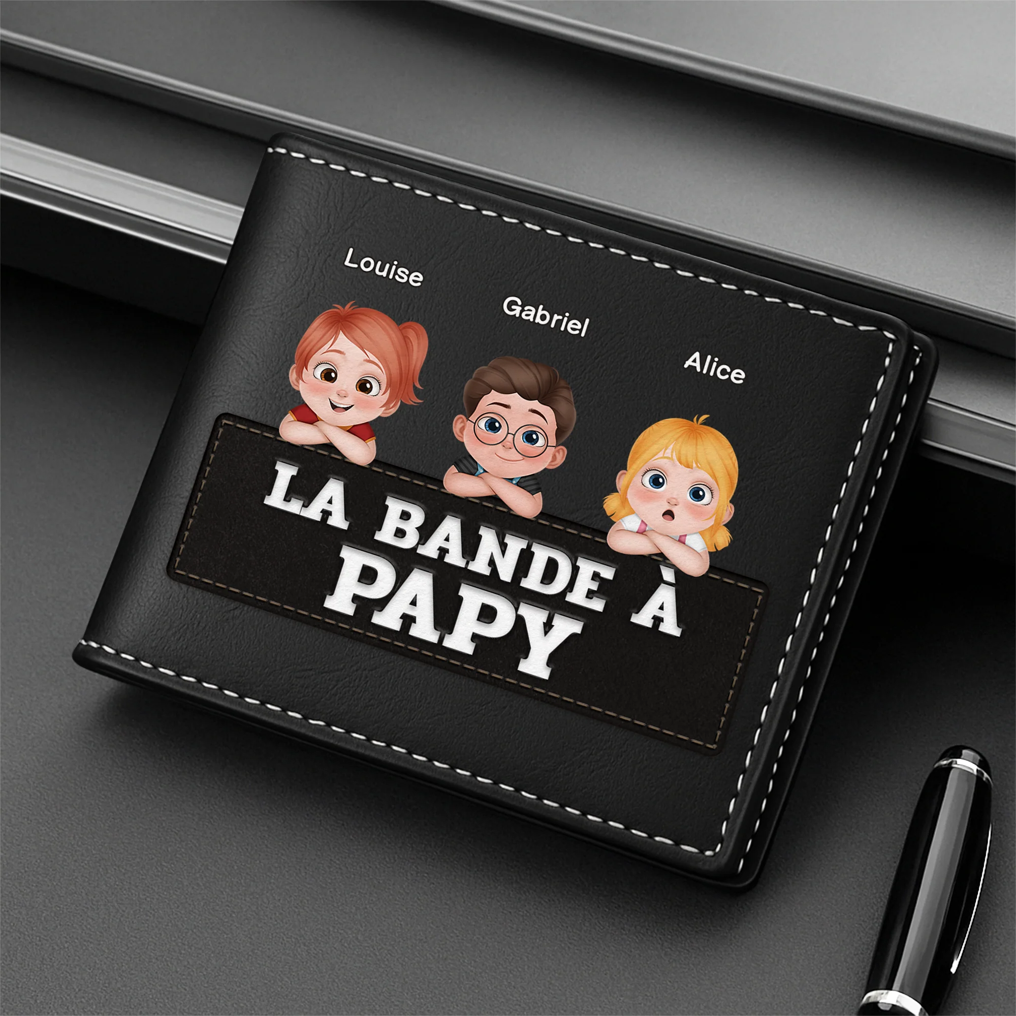 Portefeuille Cuir Personnalisé - La Bande À Papa Mignonne - Design Cartoon - Image 2