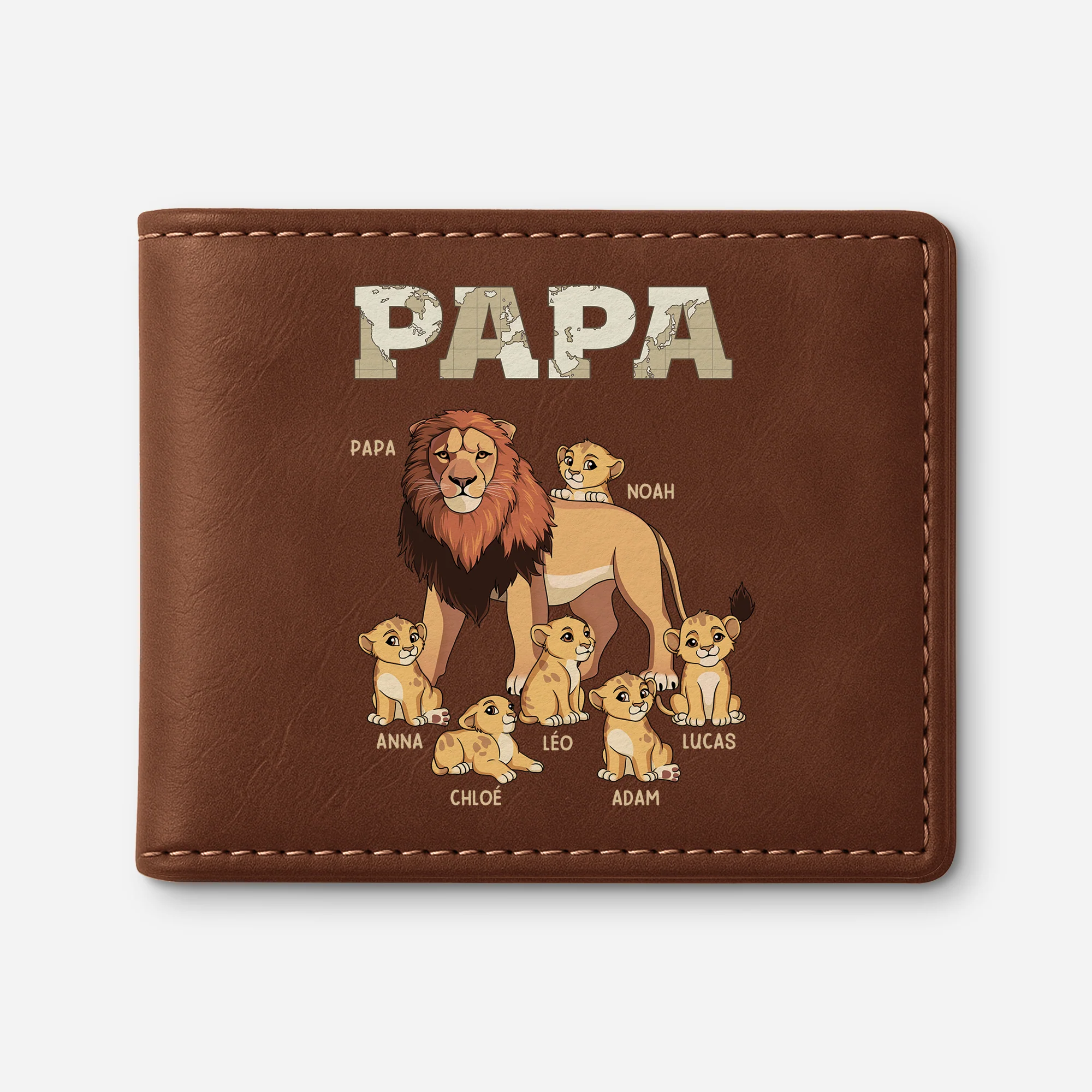 Portefeuille Cuir Personnalisé - Papa Lion - Version Carte