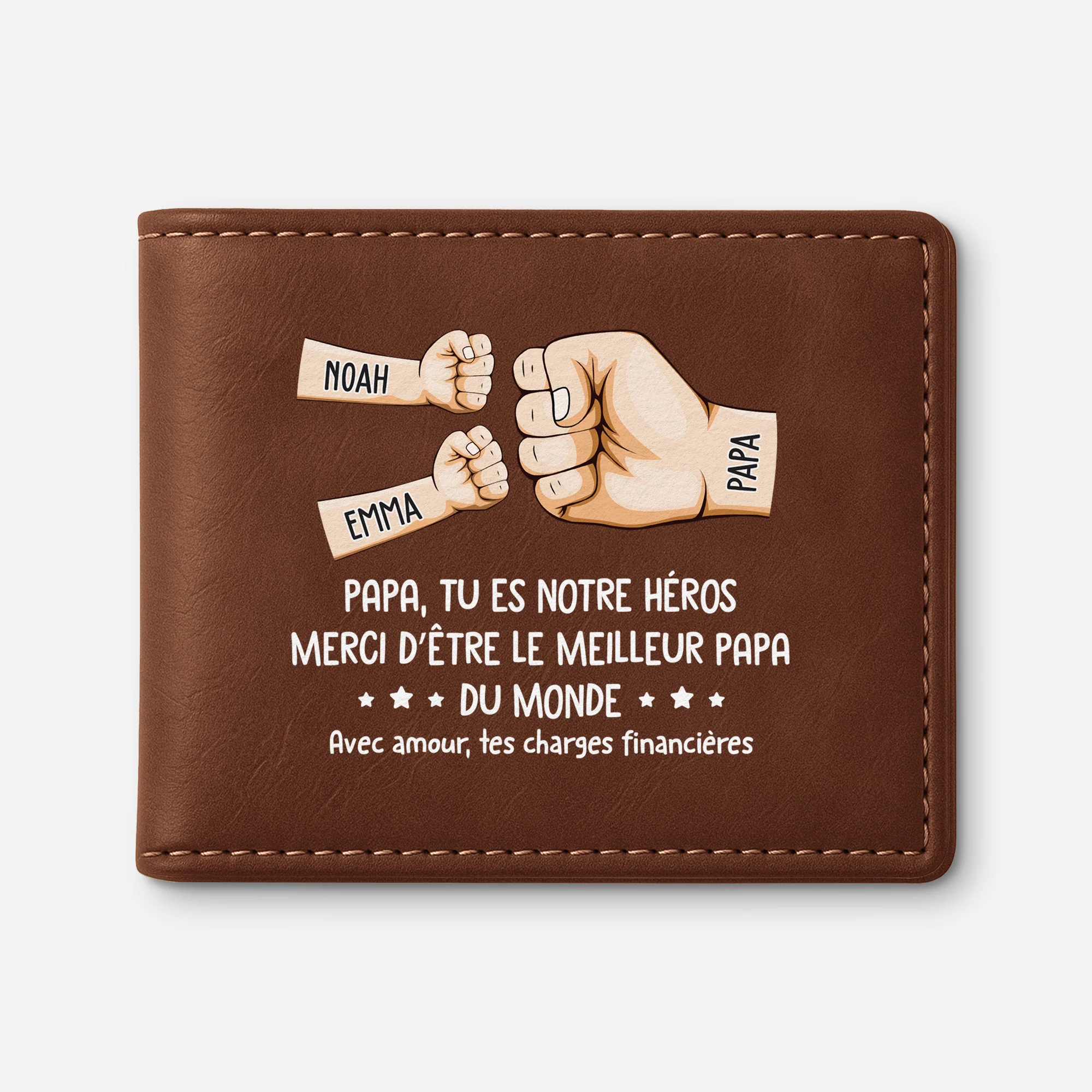 Portefeuille Cuir Personnalisé Papa - Mon Héros