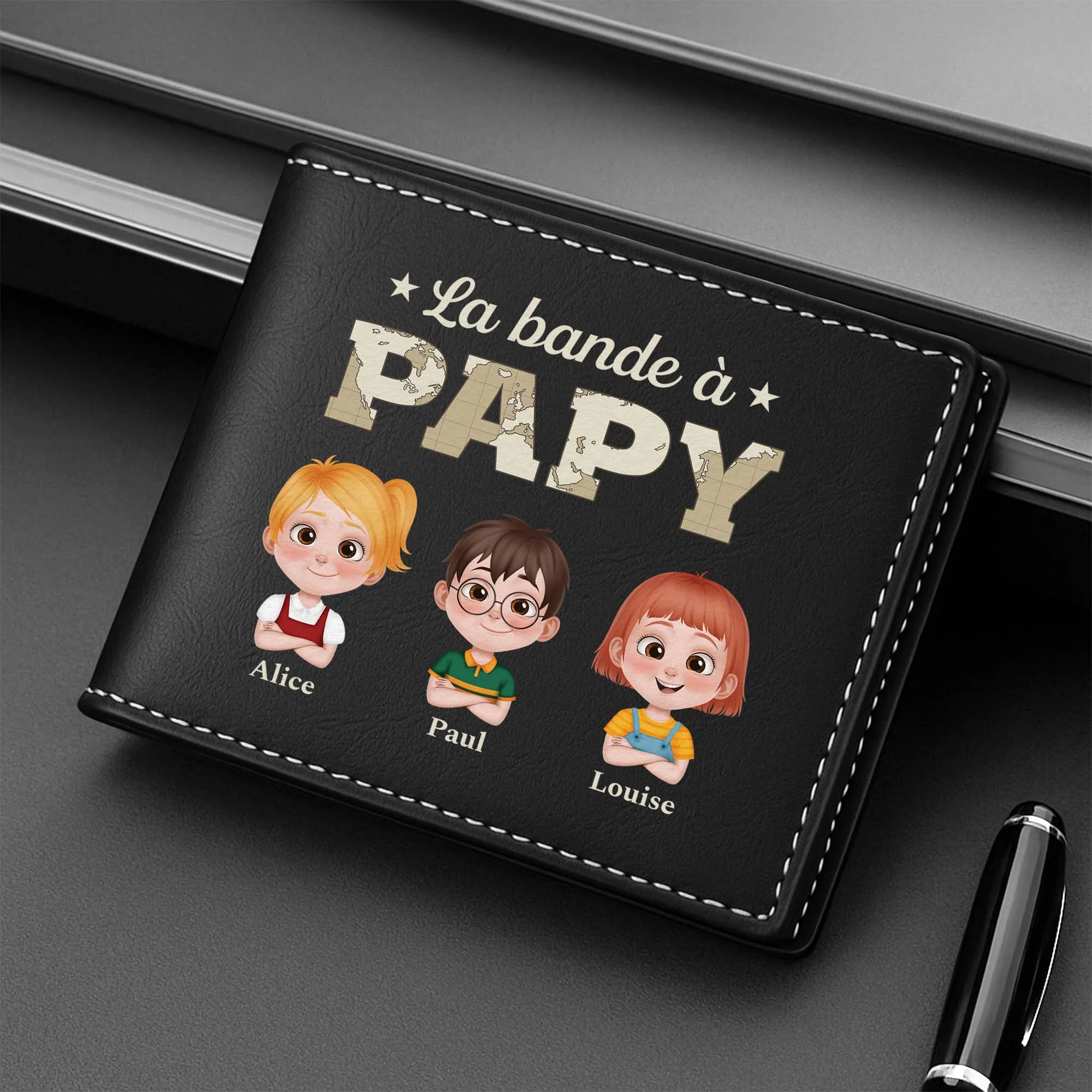 Portefeuille En Cuir Personnalisé - La Bande À Papa - Design Cartoon - Image 2
