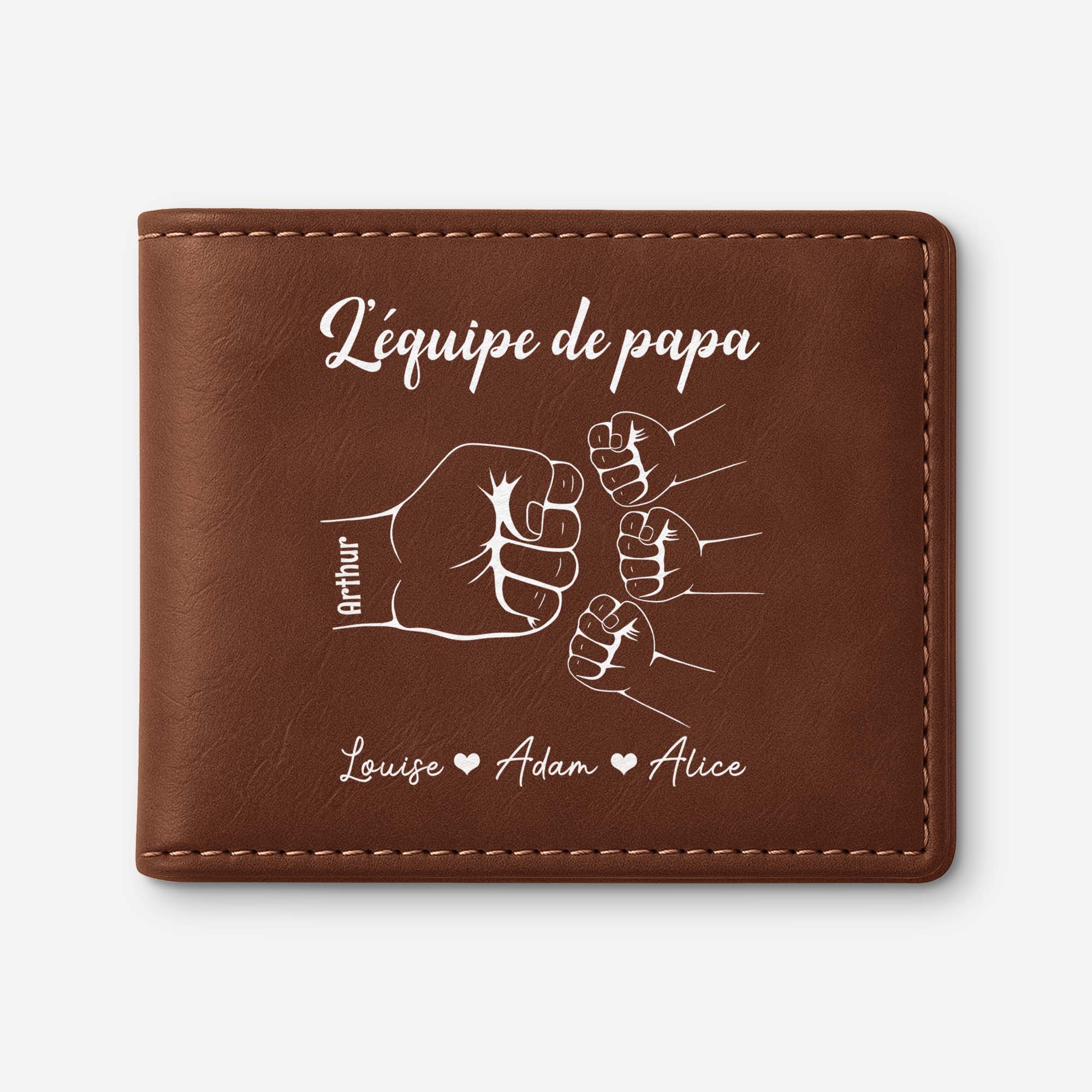 Portefeuille En Cuir Personnalisé - L'Équipe De Papa Simple
