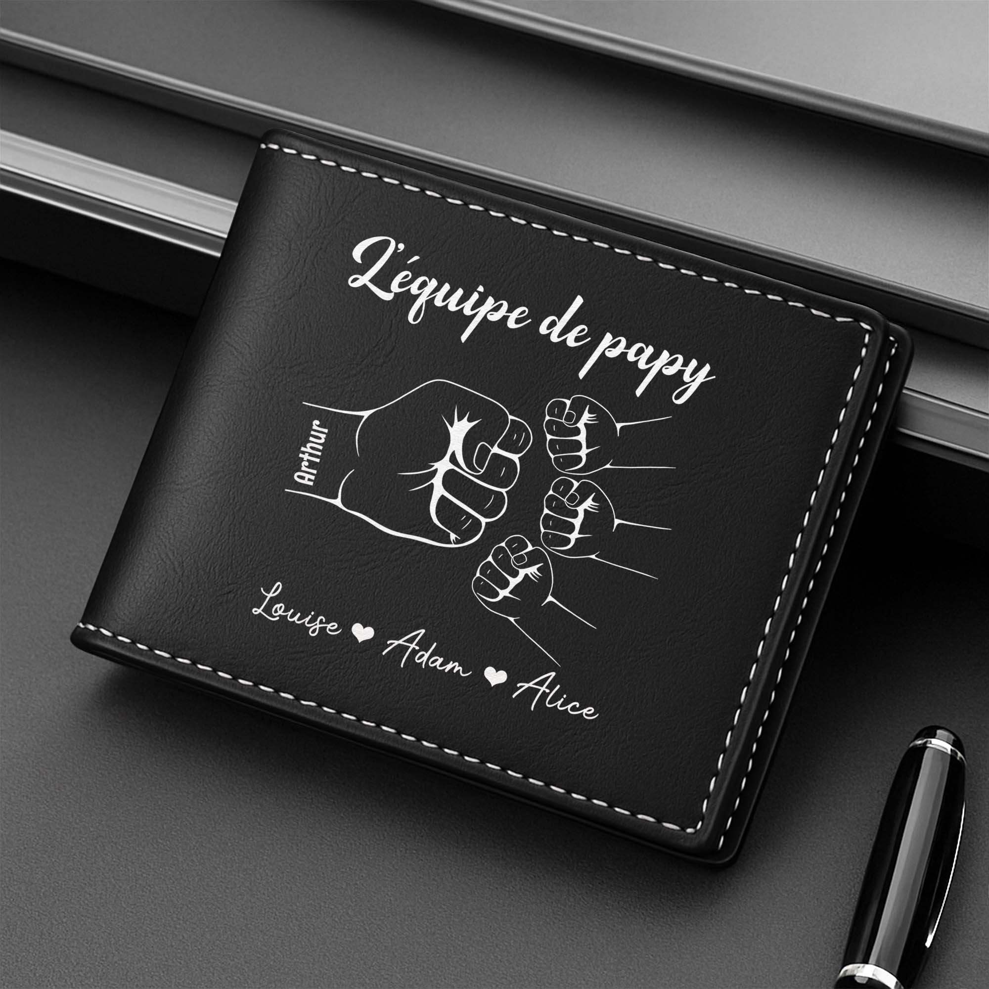 Portefeuille En Cuir Personnalisé - L'Équipe De Papa Simple - Image 2