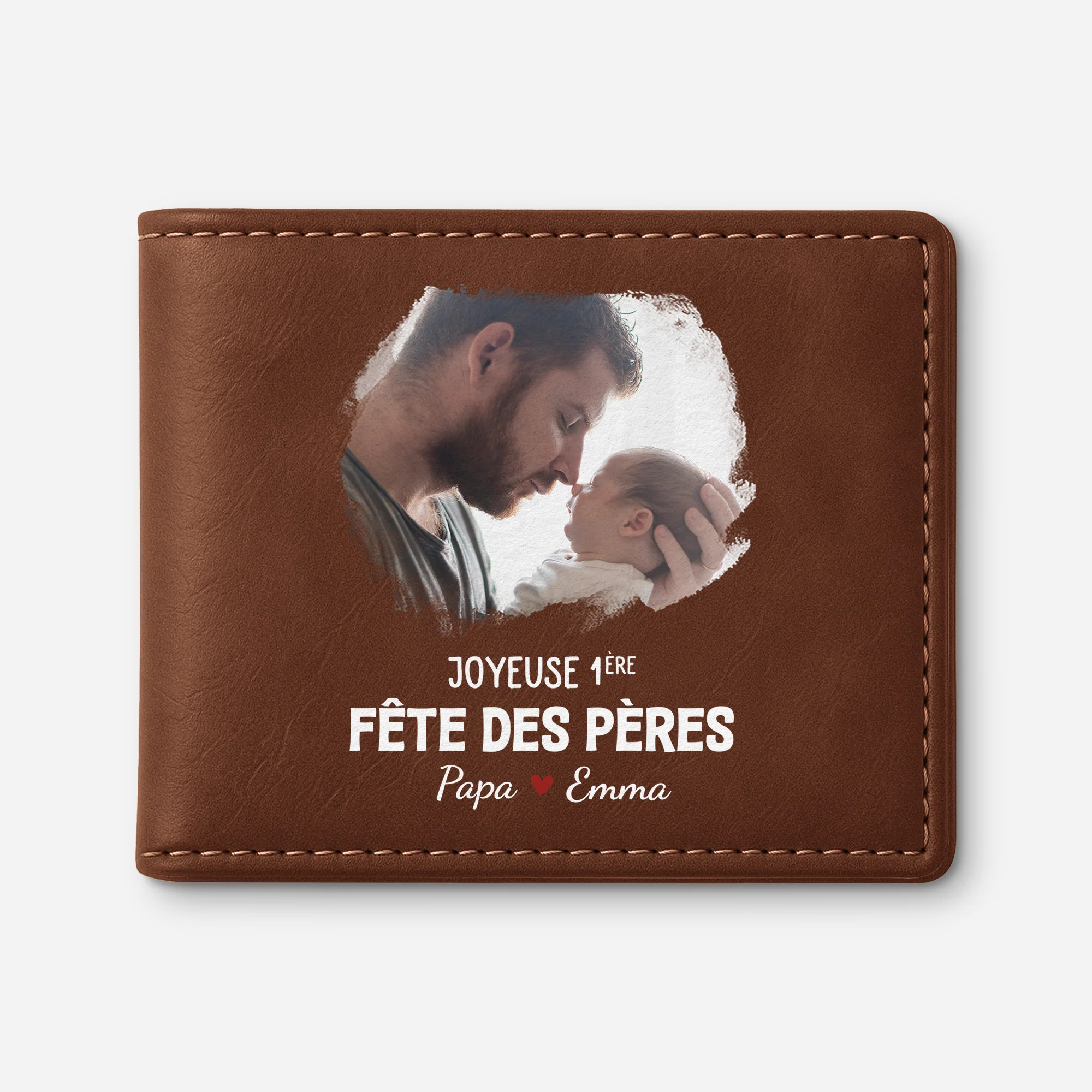 Portefeuille En Cuir Personnalisé Photo - Joyeuse Première Fête Des Pères