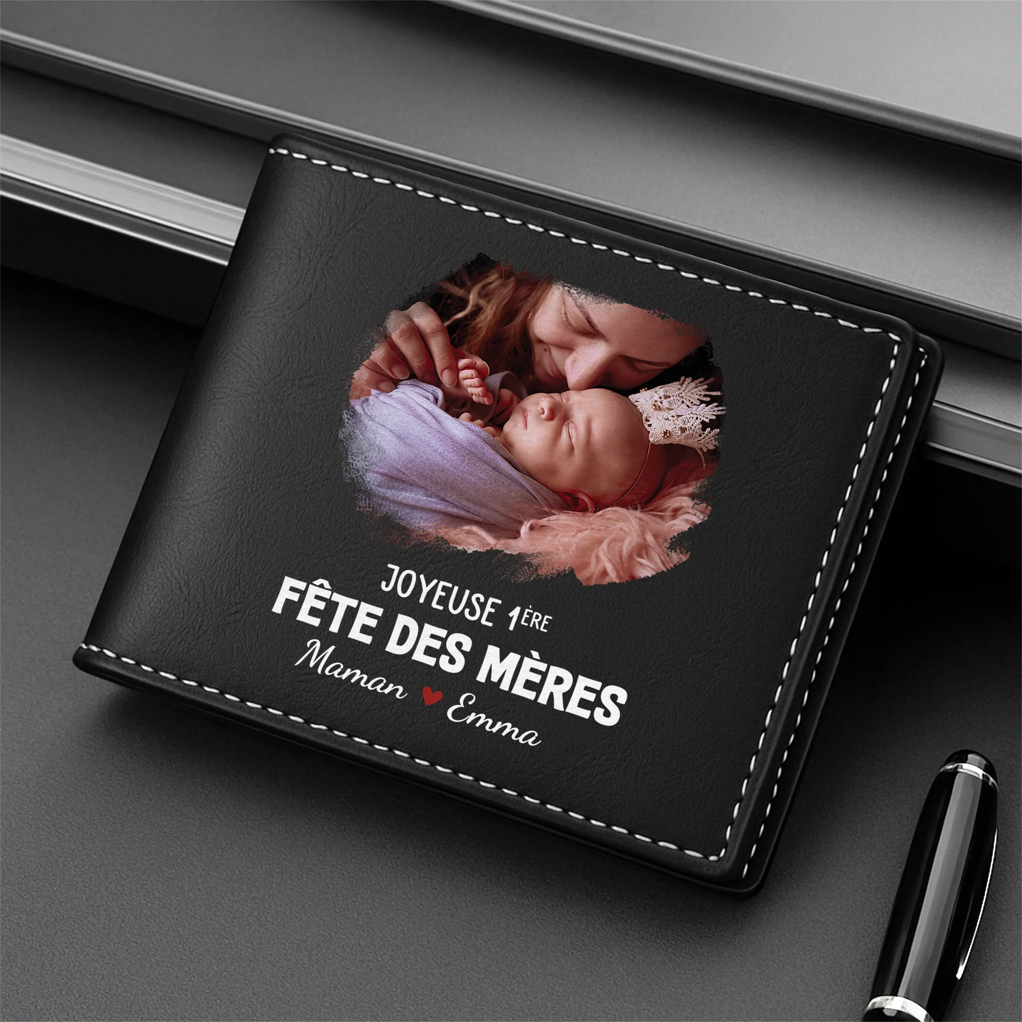 Portefeuille En Cuir Personnalisé Photo - Joyeuse Première Fête Des Pères - Image 2
