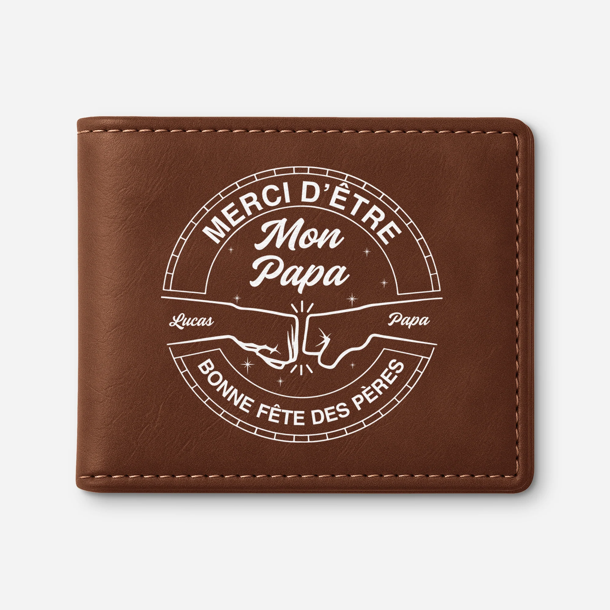 Portefeuille Homme Cuir Personnalisé - Être Notre Papa Et Notre Papy