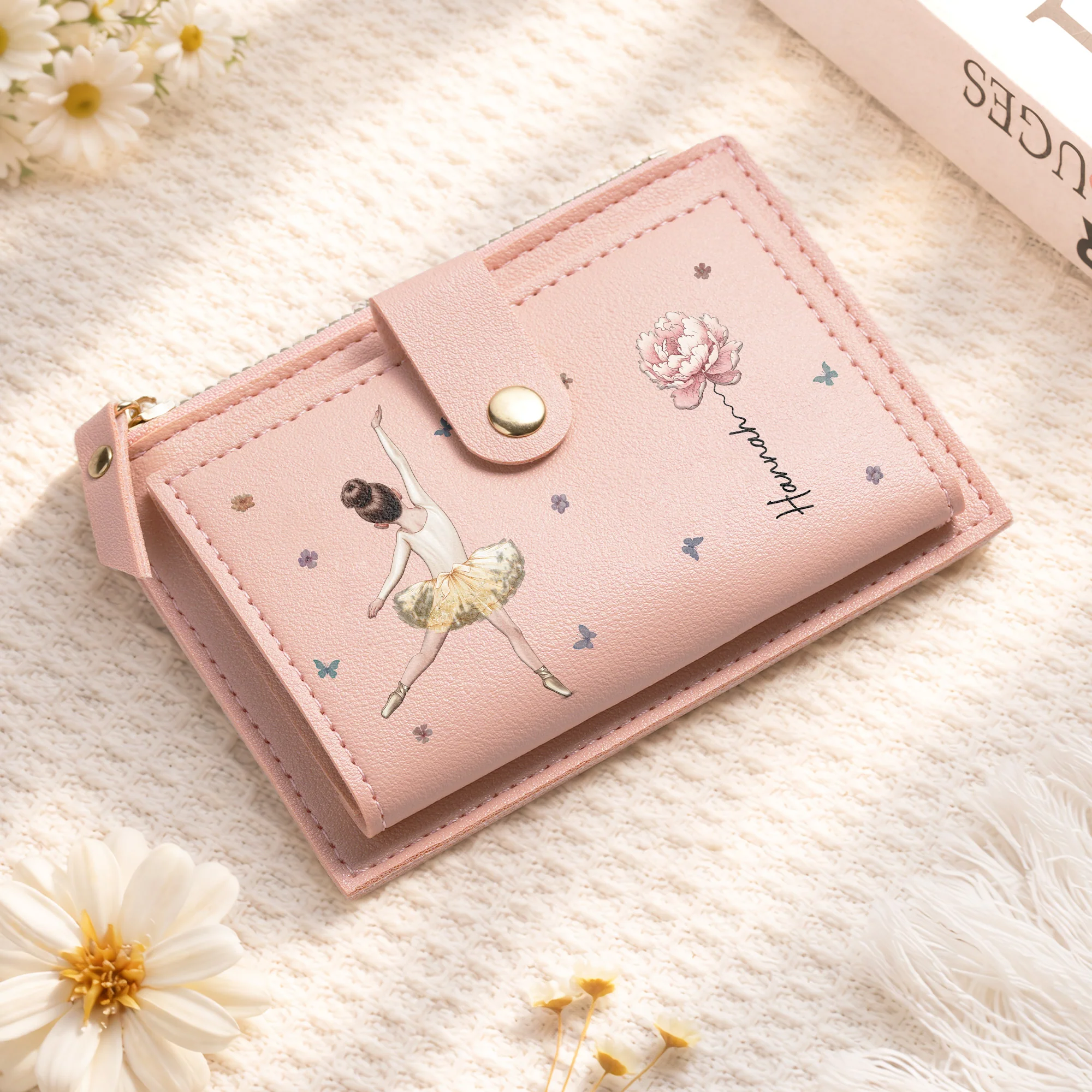 Portefeuille Zippé Personnalisé Enfant - La Ballerine Avec Fleur - Image 2