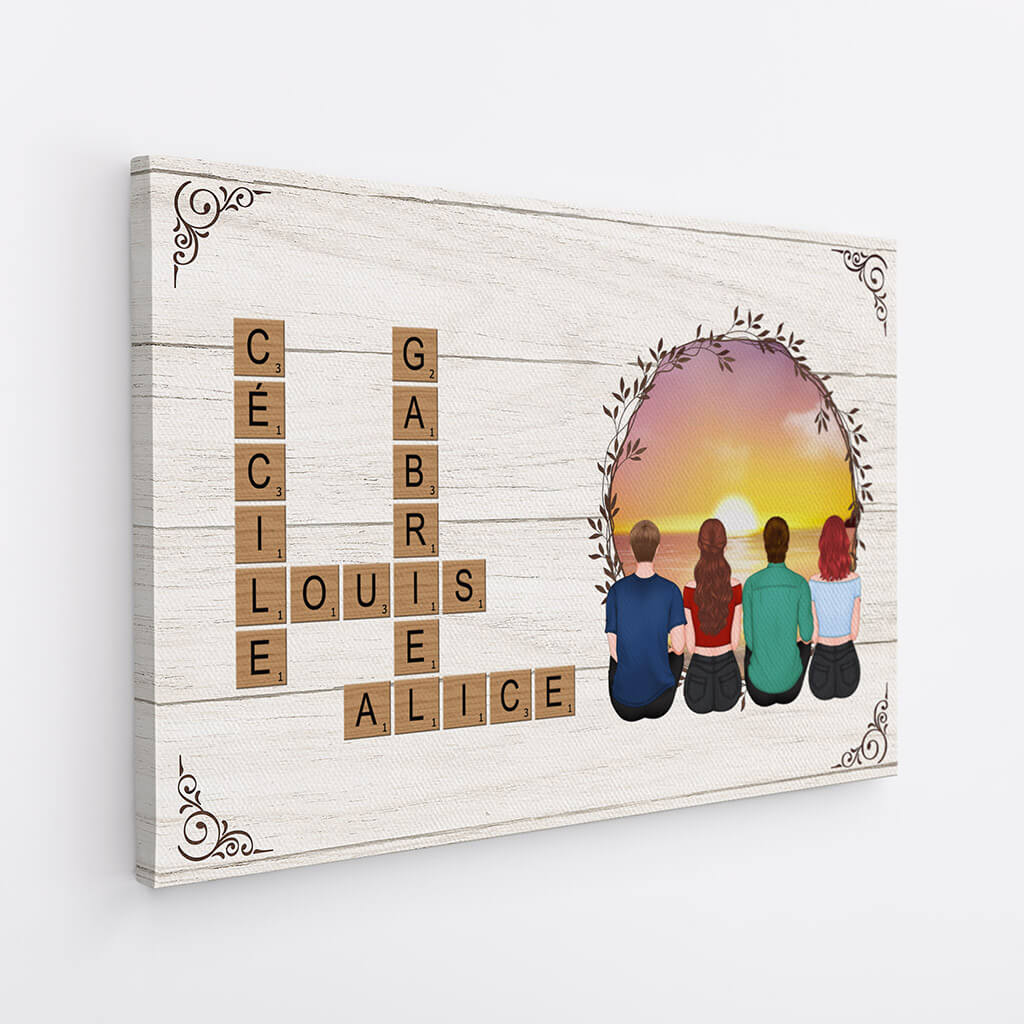 Toile Avec Mot Croisé Personnalisé - Portrait de Famille - Image 2