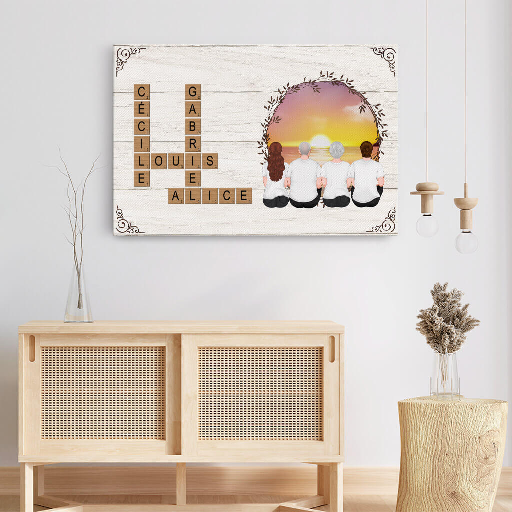 Toile Avec Mot Croisé Personnalisé - Portrait de Famille - Image 3