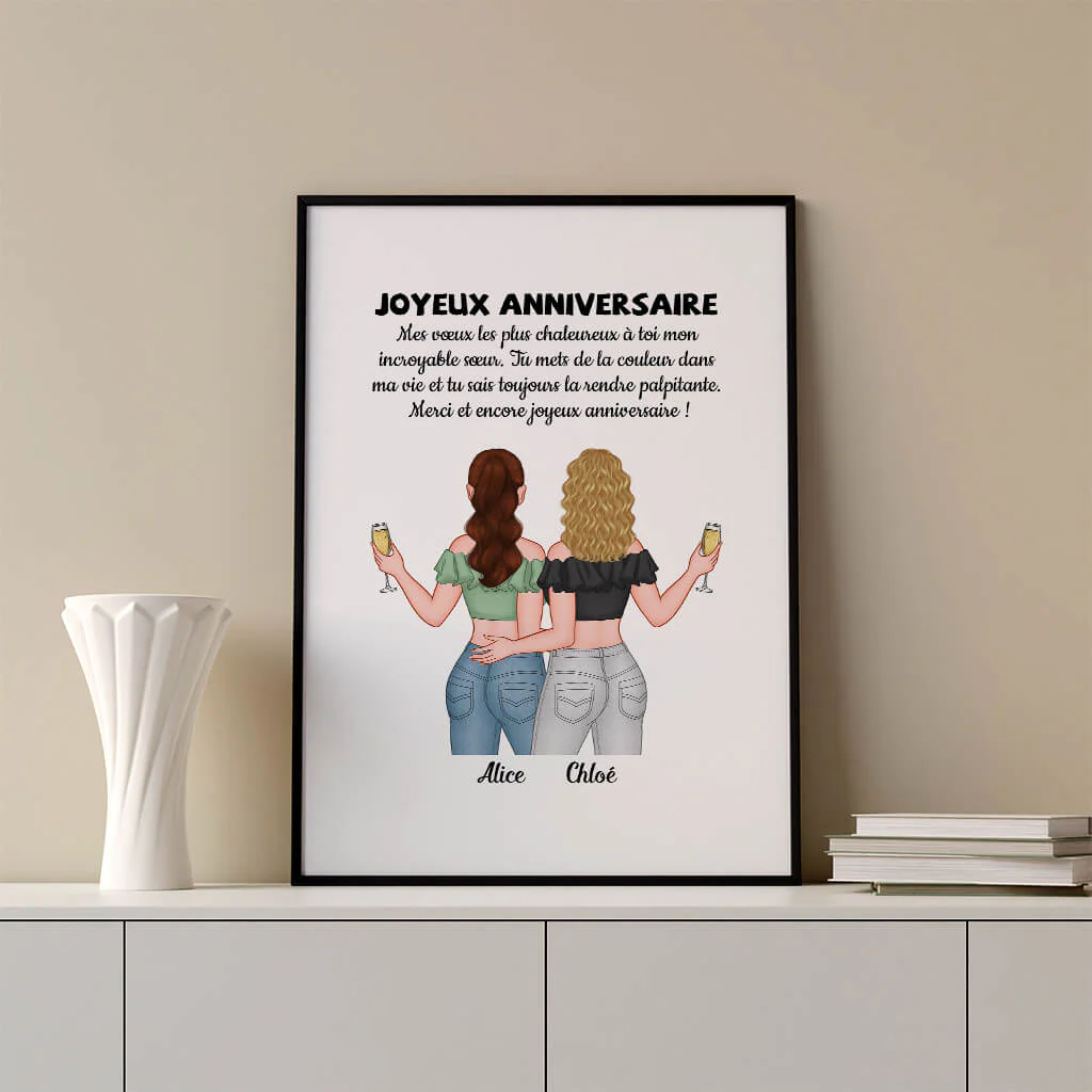 Poster anniversaire personnalisé – Joyeux Anniversaire ma sœur - Image 3