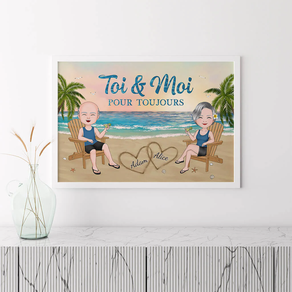 Poster Couple Personnalisé - Toi Et Moi Pour Toujours Été Couple Sur La Plage - Image 3