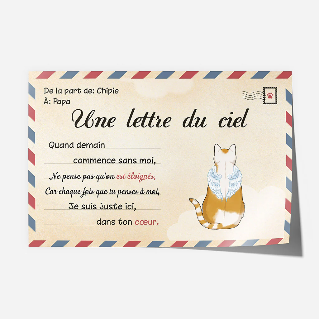 Poster Personnaliser Hommage Chat - Une Lettre Du Ciel