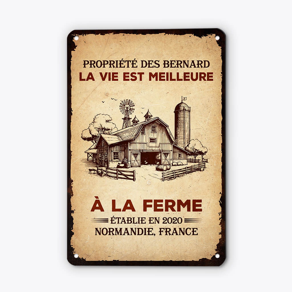 Plaque metal personnalisé – Propriété des Bernard