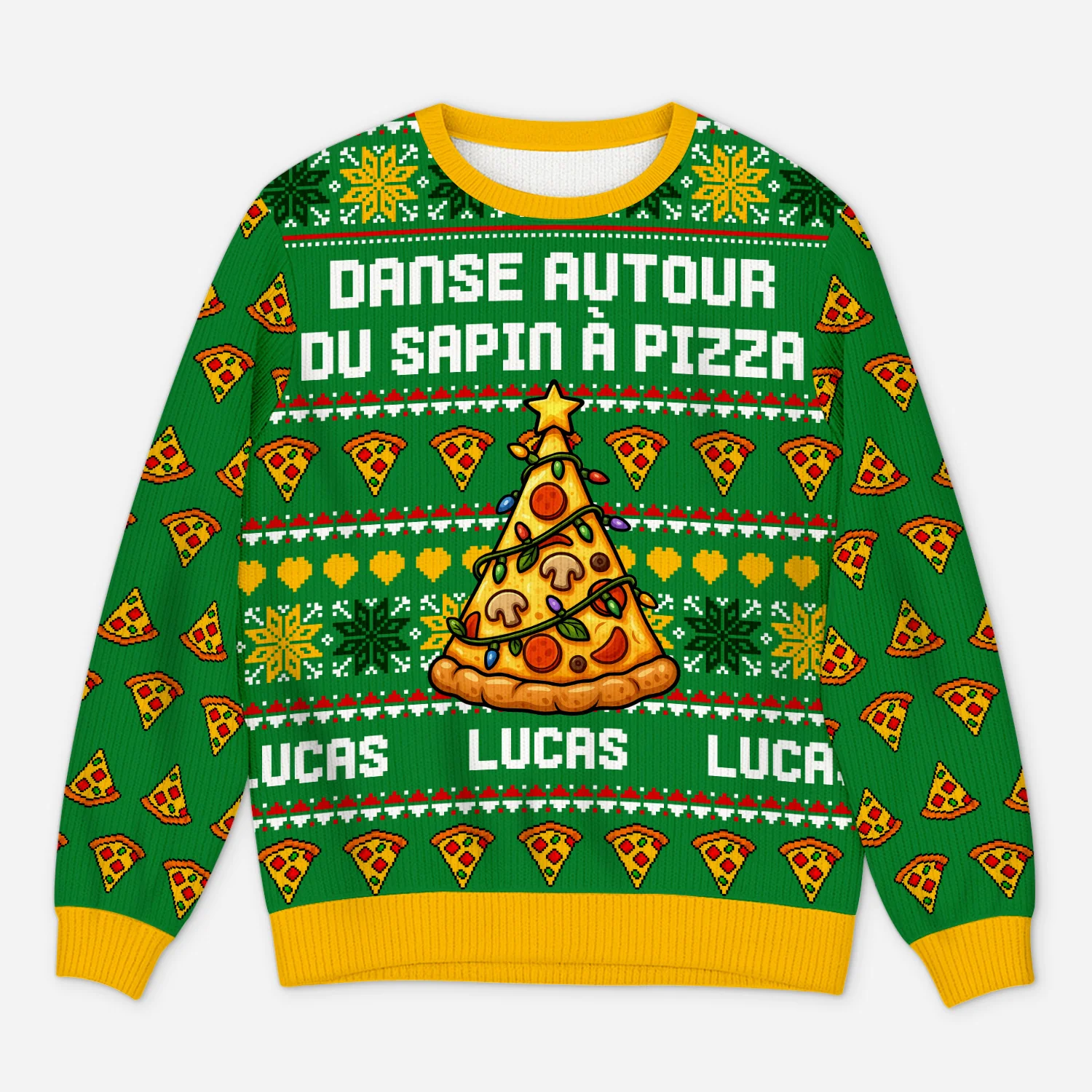 Pull De Noël Moche Personnalisé Drôle Pour Femme Et Homme - Sapin À Pizza