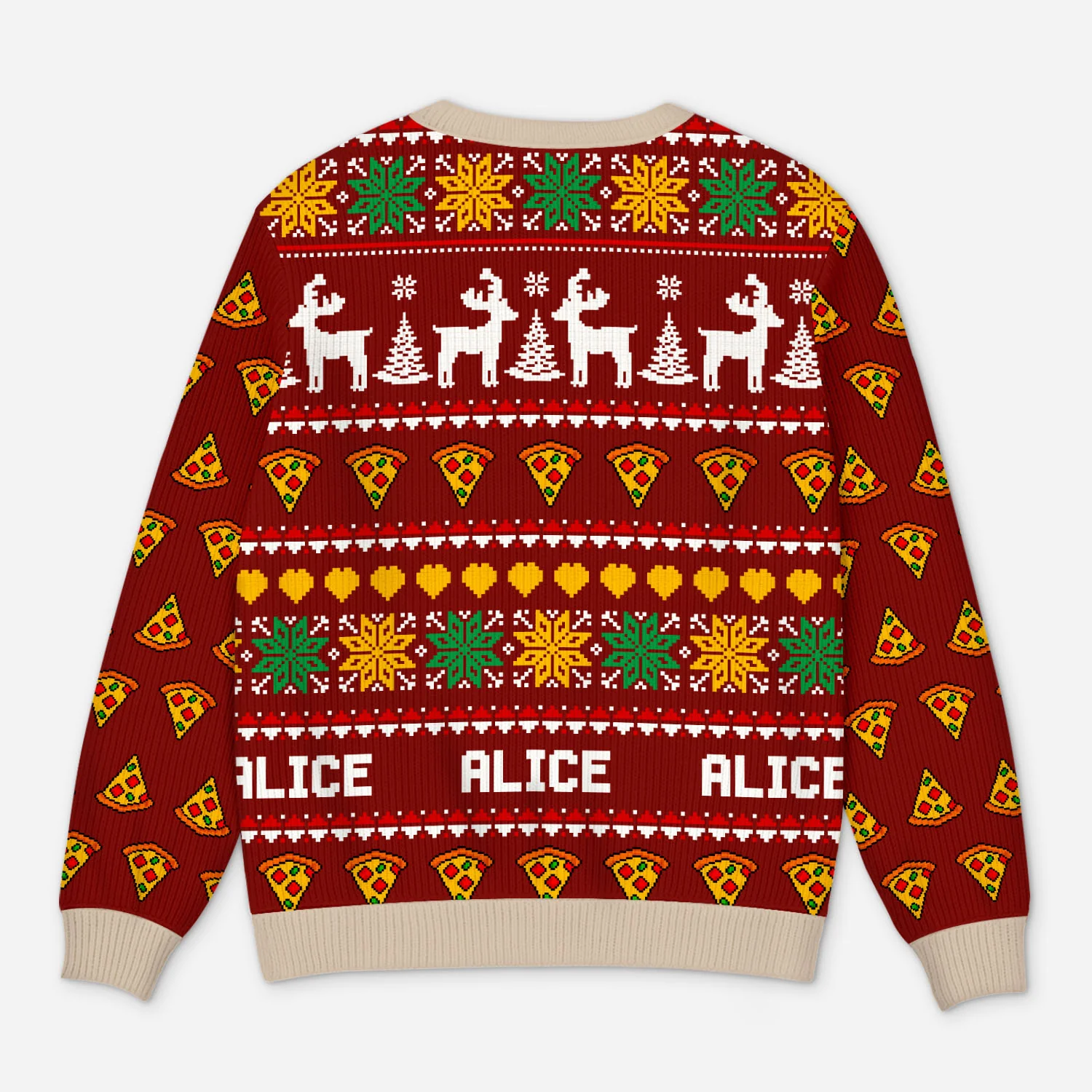 Pull De Noël Moche Personnalisé Drôle Pour Femme Et Homme - Sapin À Pizza - Image 3