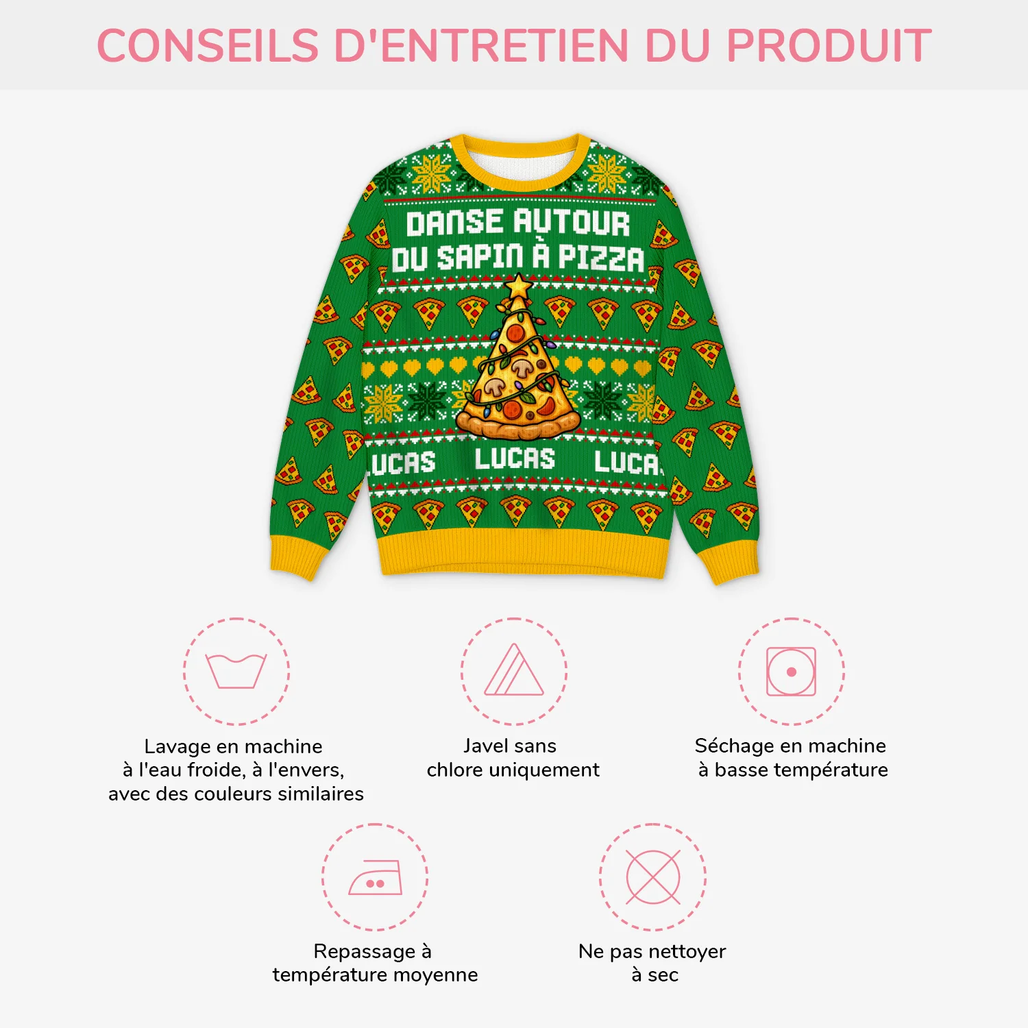 Pull De Noël Moche Personnalisé Drôle Pour Femme Et Homme - Sapin À Pizza - Image 4