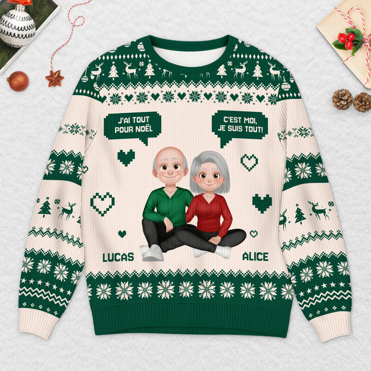 Pull de Noël moche personnalisé – J’ai tout pour Noël c’est toi - Image 2