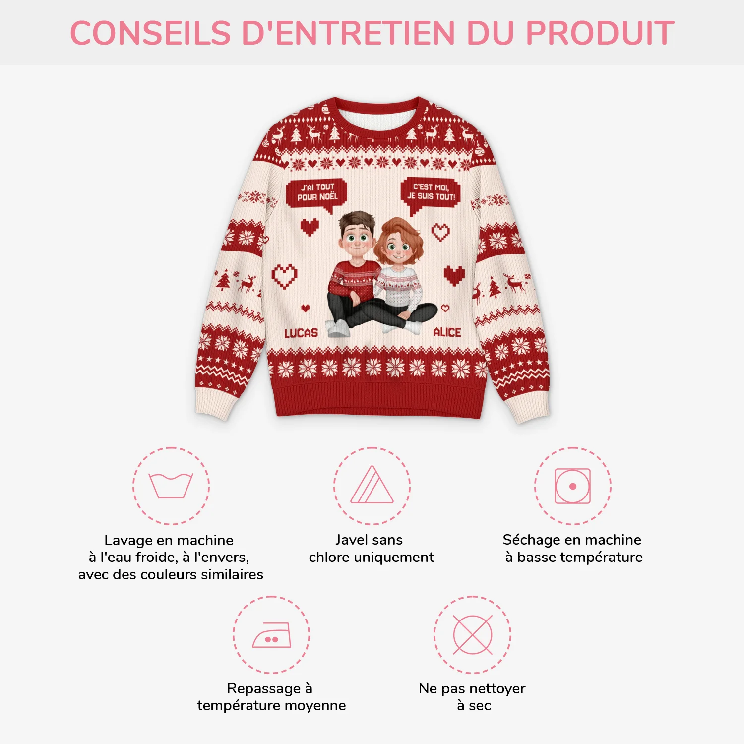 Pull de Noël moche personnalisé – J’ai tout pour Noël c’est toi - Image 4