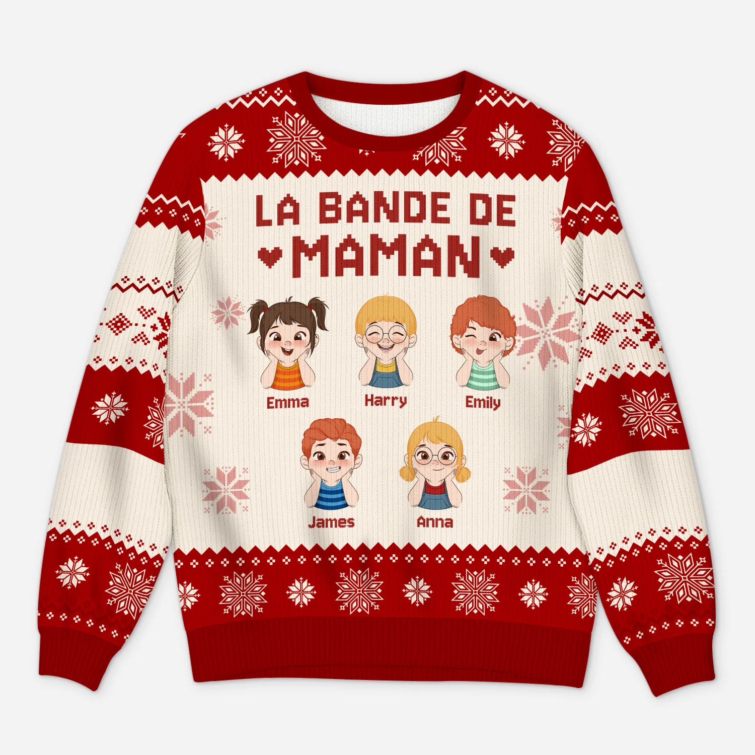 Pull De Noël Moche Personnalisé - La Bande De Papa Maman