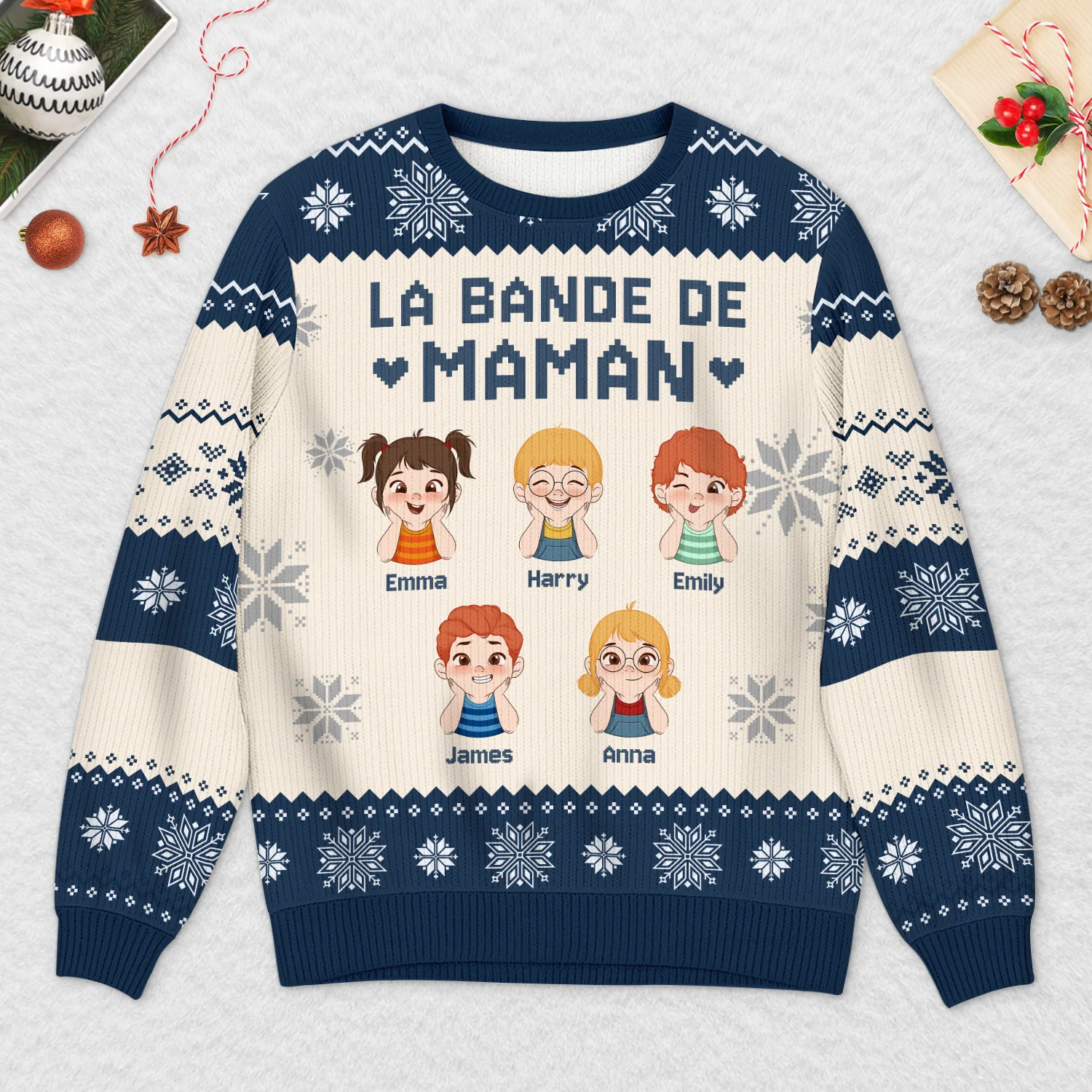 Pull De Noël Moche Personnalisé - La Bande De Papa Maman - Image 2