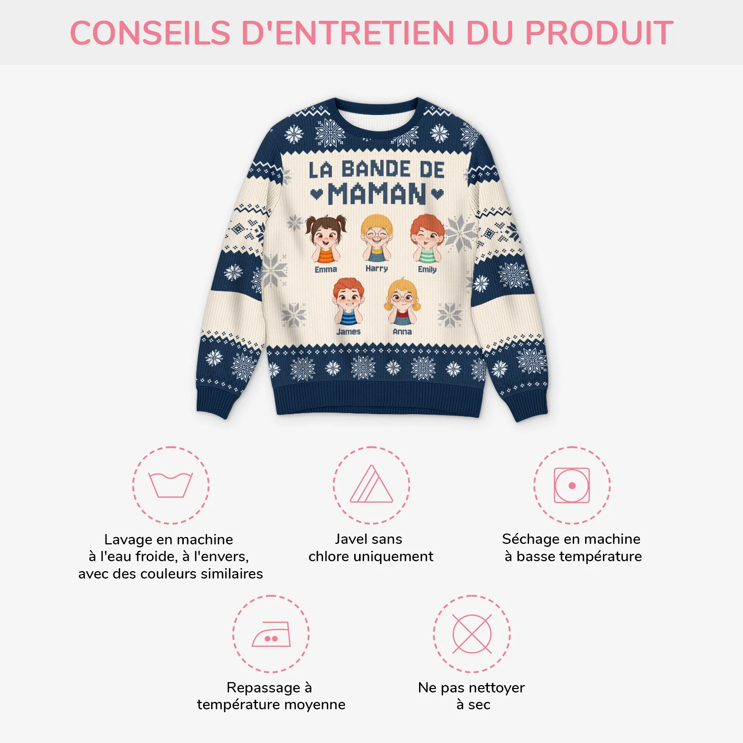 Pull De Noël Moche Personnalisé - La Bande De Papa Maman - Image 4